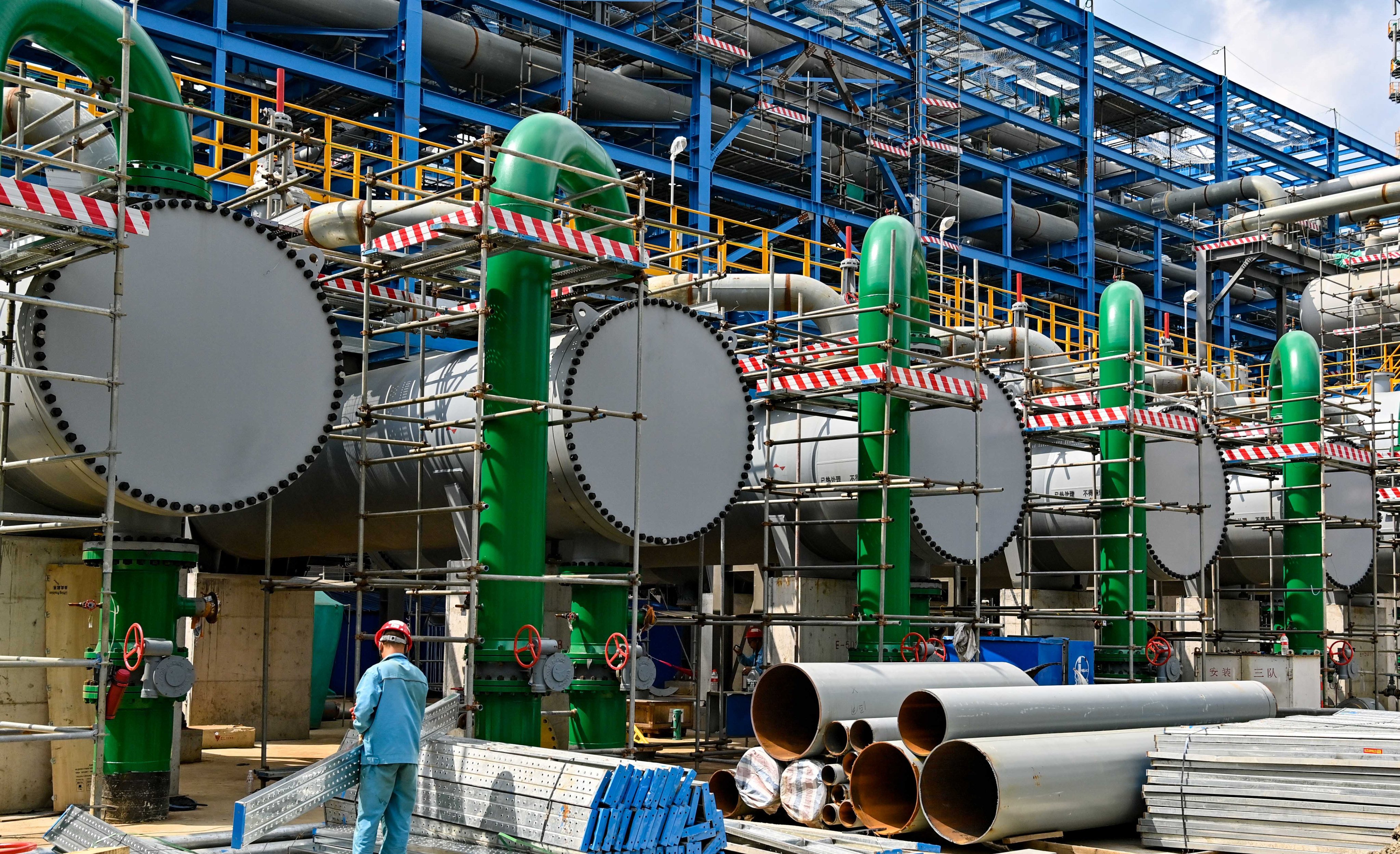 An ethylene plant under construction by PetroChina Jilin Petrochemical Company in Jilin City in northeast China’s Jilin Province on August 10, 2024. Photo: Xinhua.