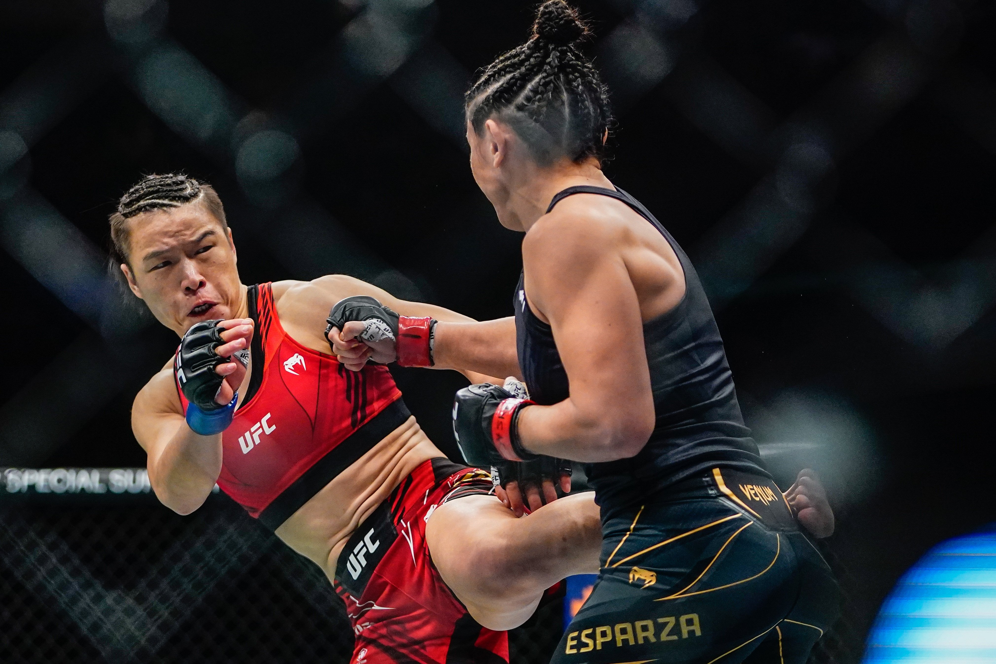 Zhang Weili’s unstoppable journey from rural China to UFC stardom is told in the new documentary Unstoppable, which premiered at China’s FIRST International Film Festival in Xining this summer. Here its subject is picture in a 2022 bout. Photo: AP Photo