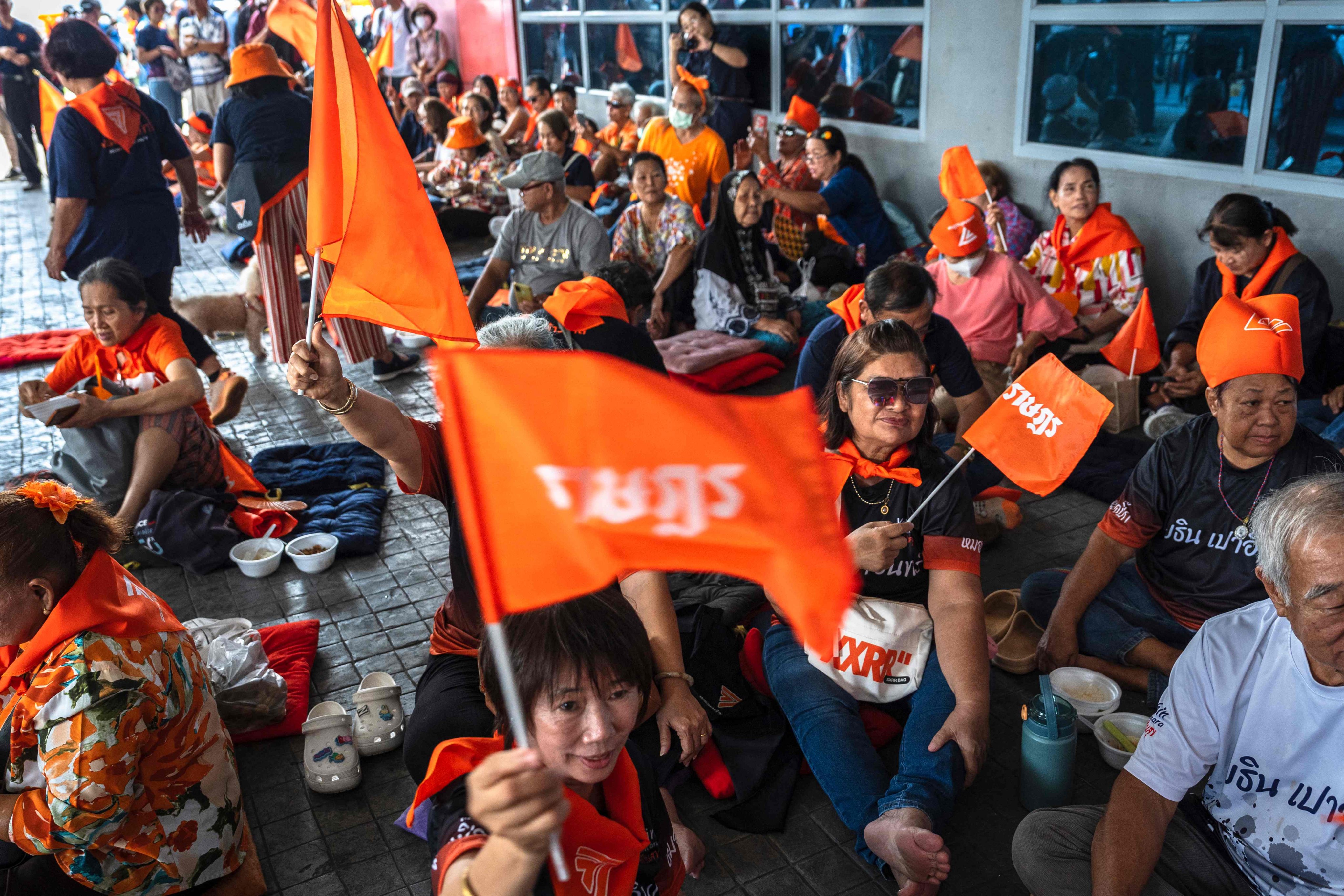 Supporters at the Move Forward party headquarters in Bangkok. Photo: AFP