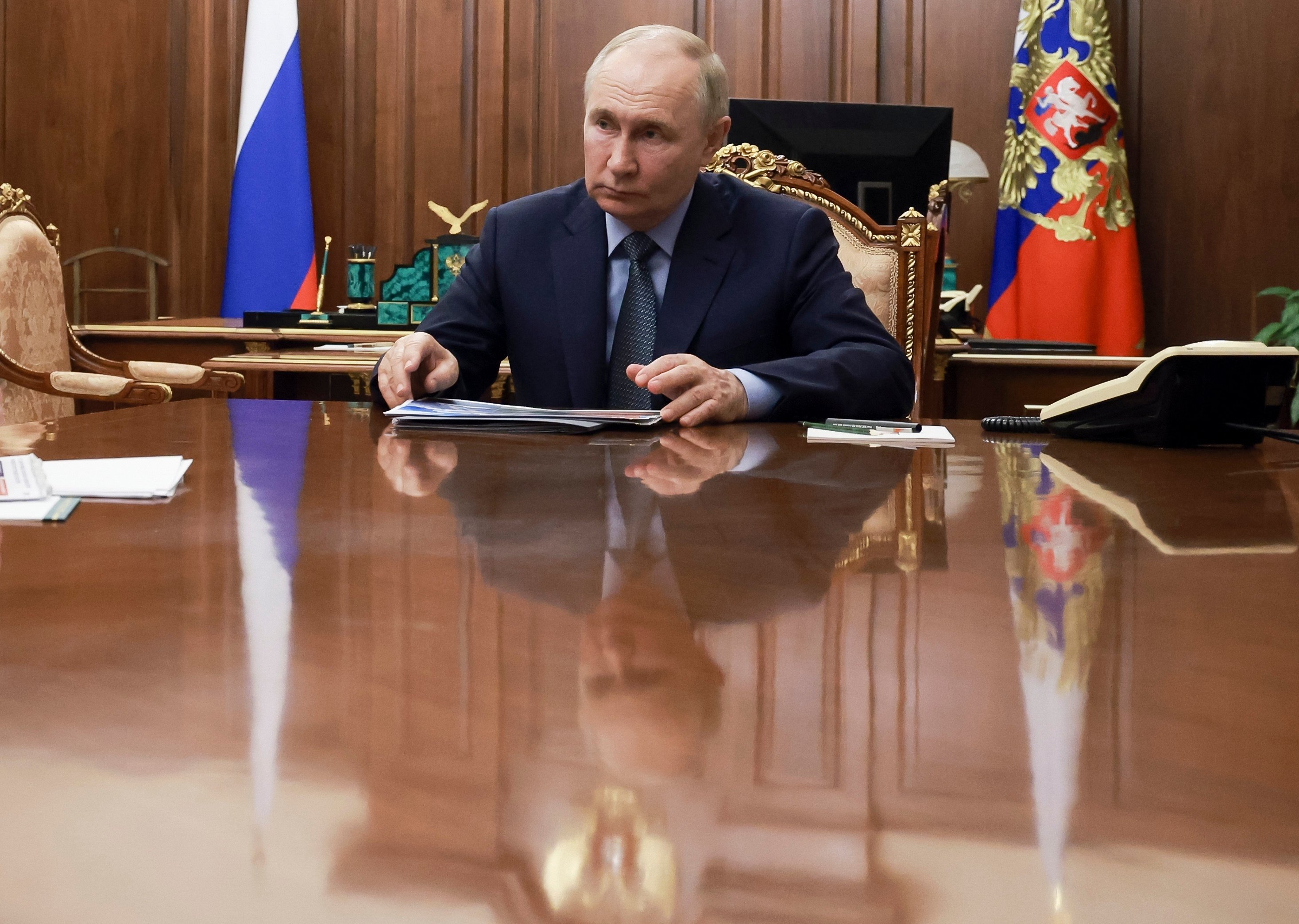 Russian President Vladimir Putin at the Kremlin in Moscow on Thursday. Photo: Sputnik, Kremlin, Pool Photo via AP