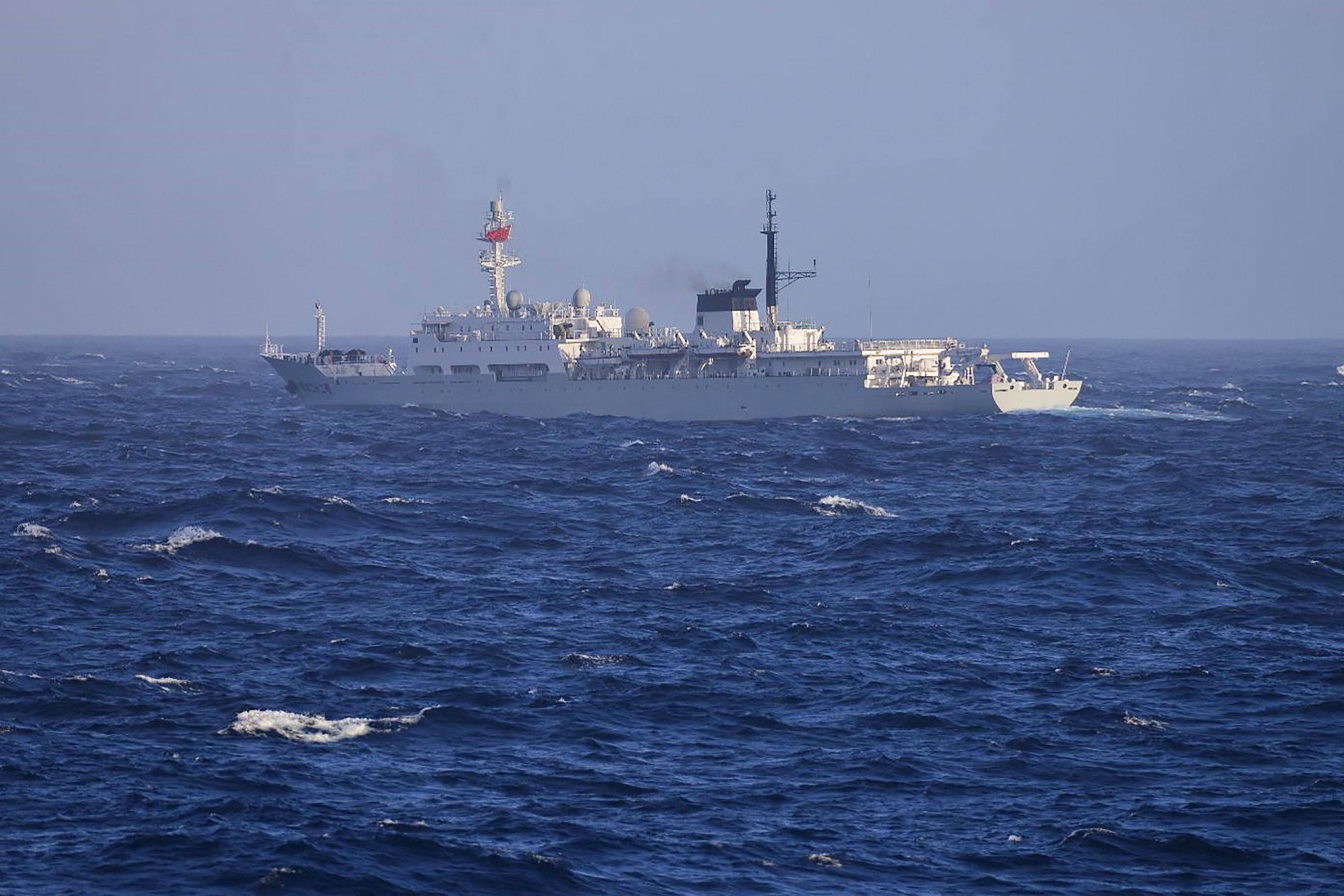 AChinese Navy ship spotted in Japan’s territorial waters near Yakushima and Kuchinoerabu islands in southwestern Japan in September 2022. Photo: Japan’s Defense Ministry Joint Staff Office/AFP