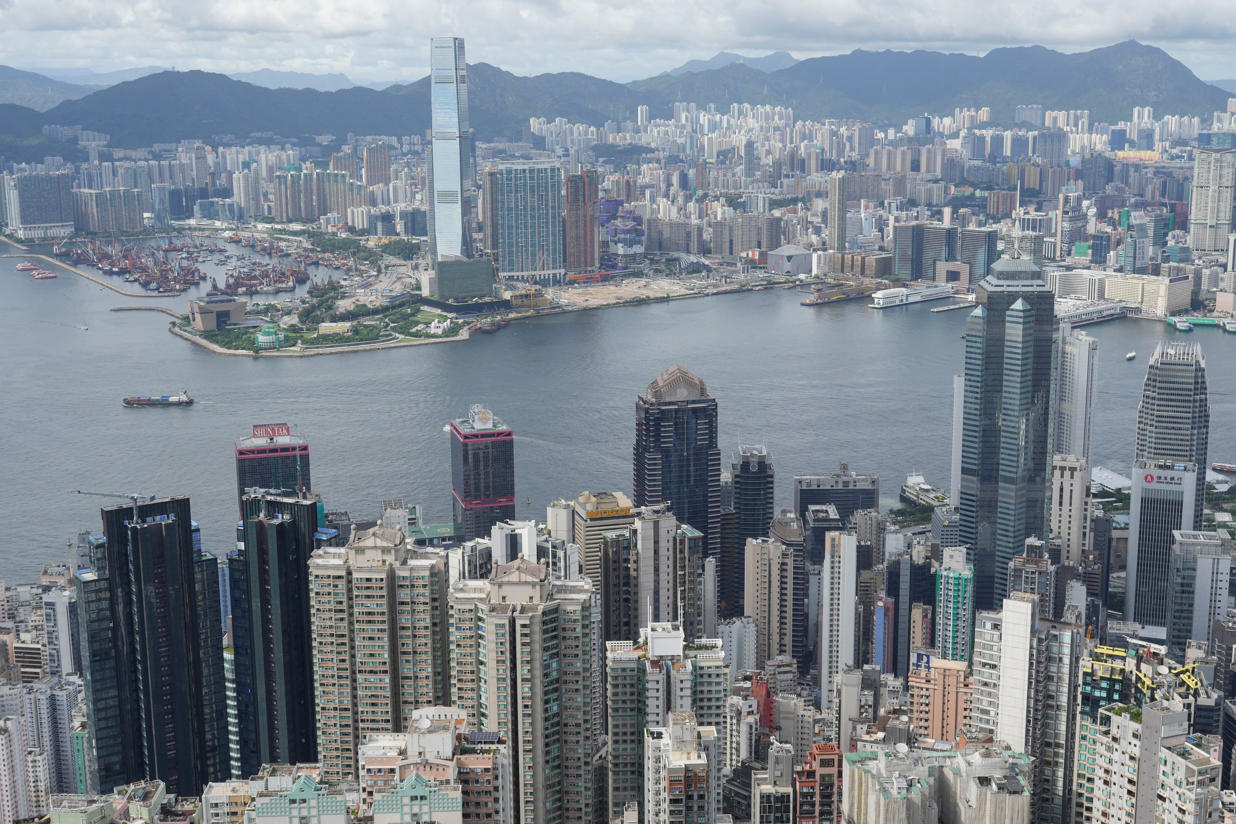 A view of Hong Kong’s West Kowloon Cultural District, and Central (foreground), pictured from The Peak on July 17, 2024. Photo: May Tse