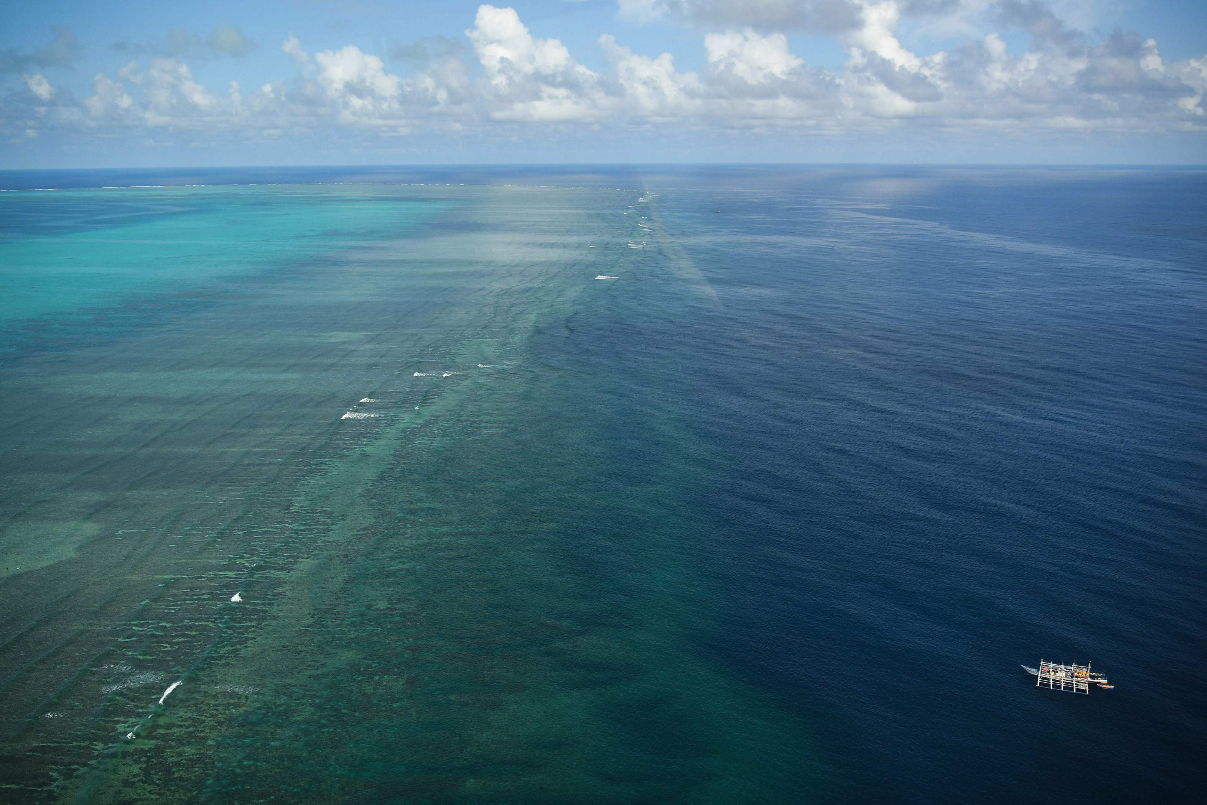 A Philippine fishing boat anchored near the Chinese-controlled Scarborough Shoal in the South China Sea. Photo: AFP