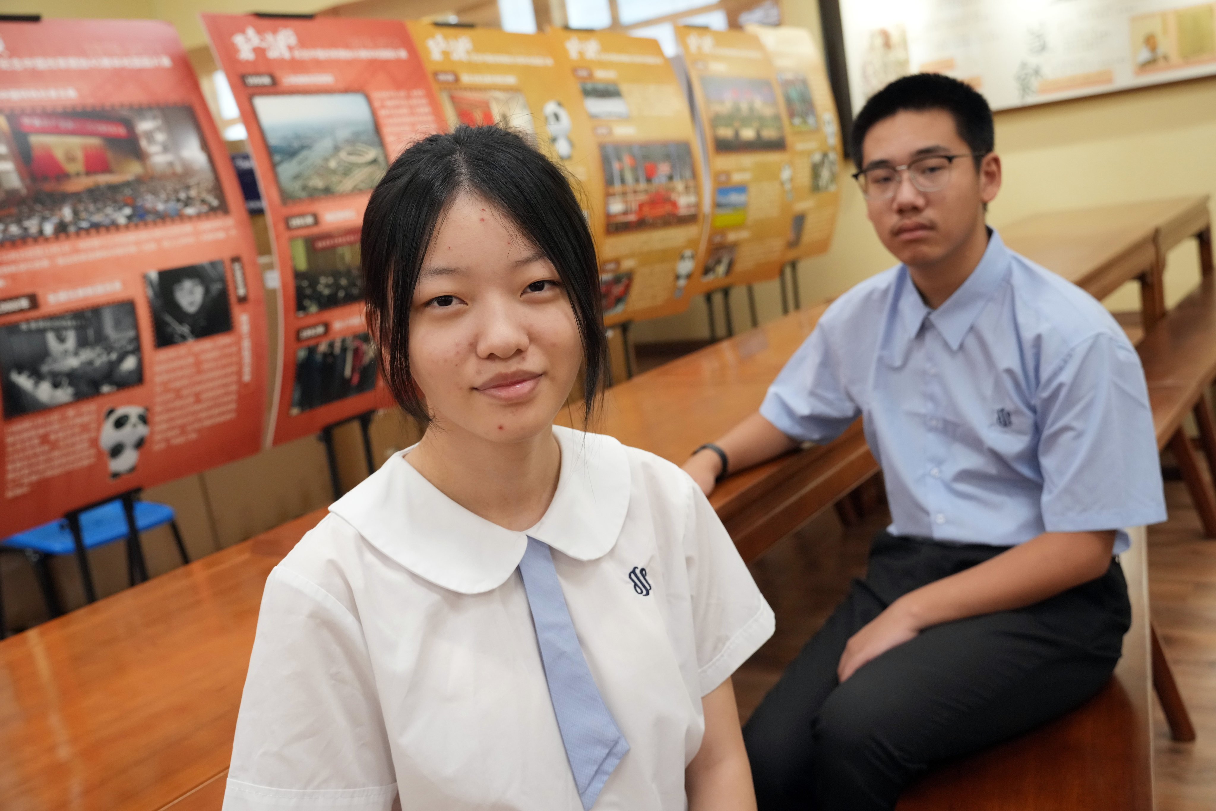 Scientia Secondary School pupils Cao Yuchen (left) and Yang Zimo are among an influx of mainland Chinese students arriving in Hong Kong. Photo: May Tse