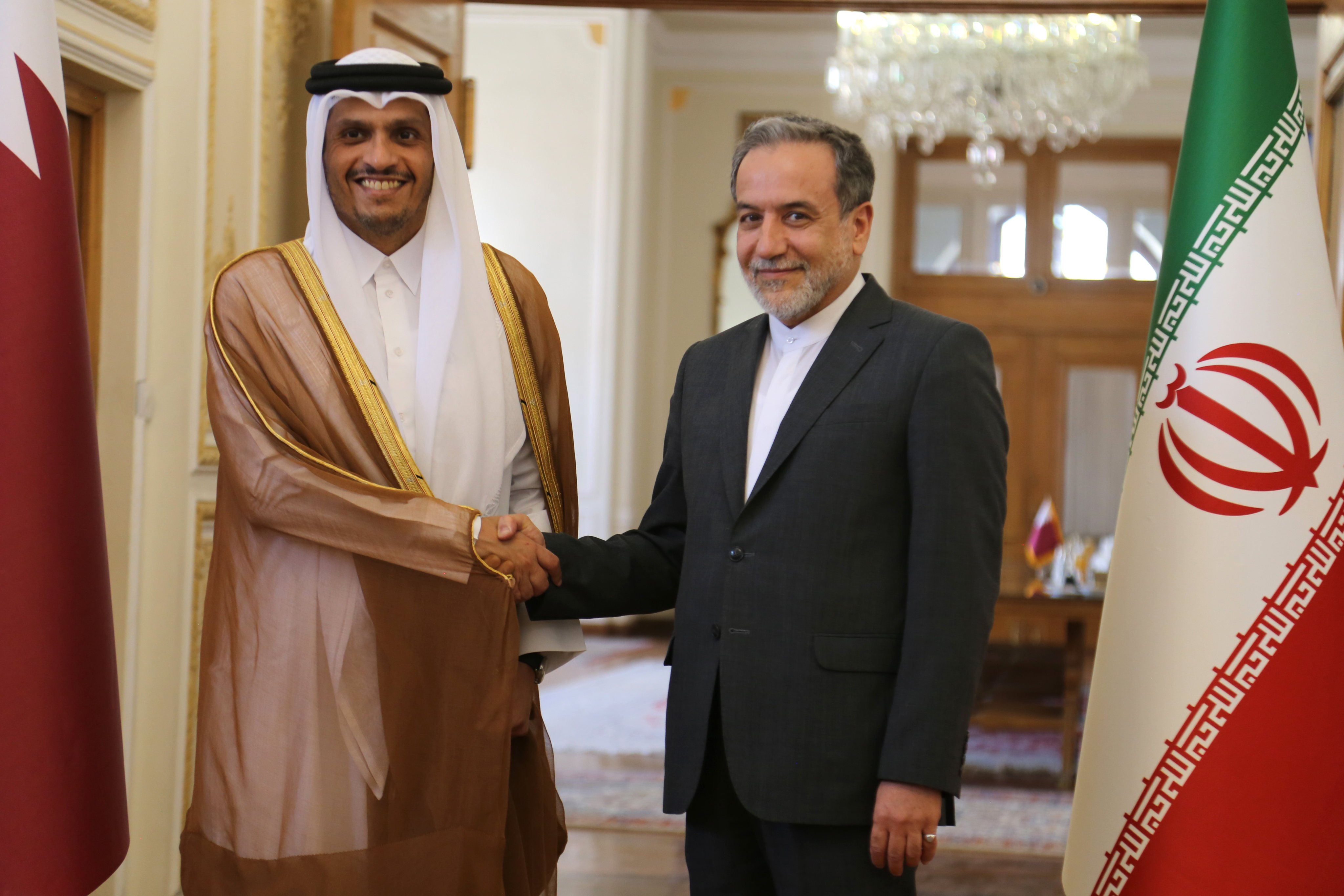 Iranian Foreign Minister Abbas Araghchi and Qatari PM and Foreign Minister Sheikh Mohammed bin Abdulrahman bin Jassim Al Thani meet in Tehran. Photo: dpa