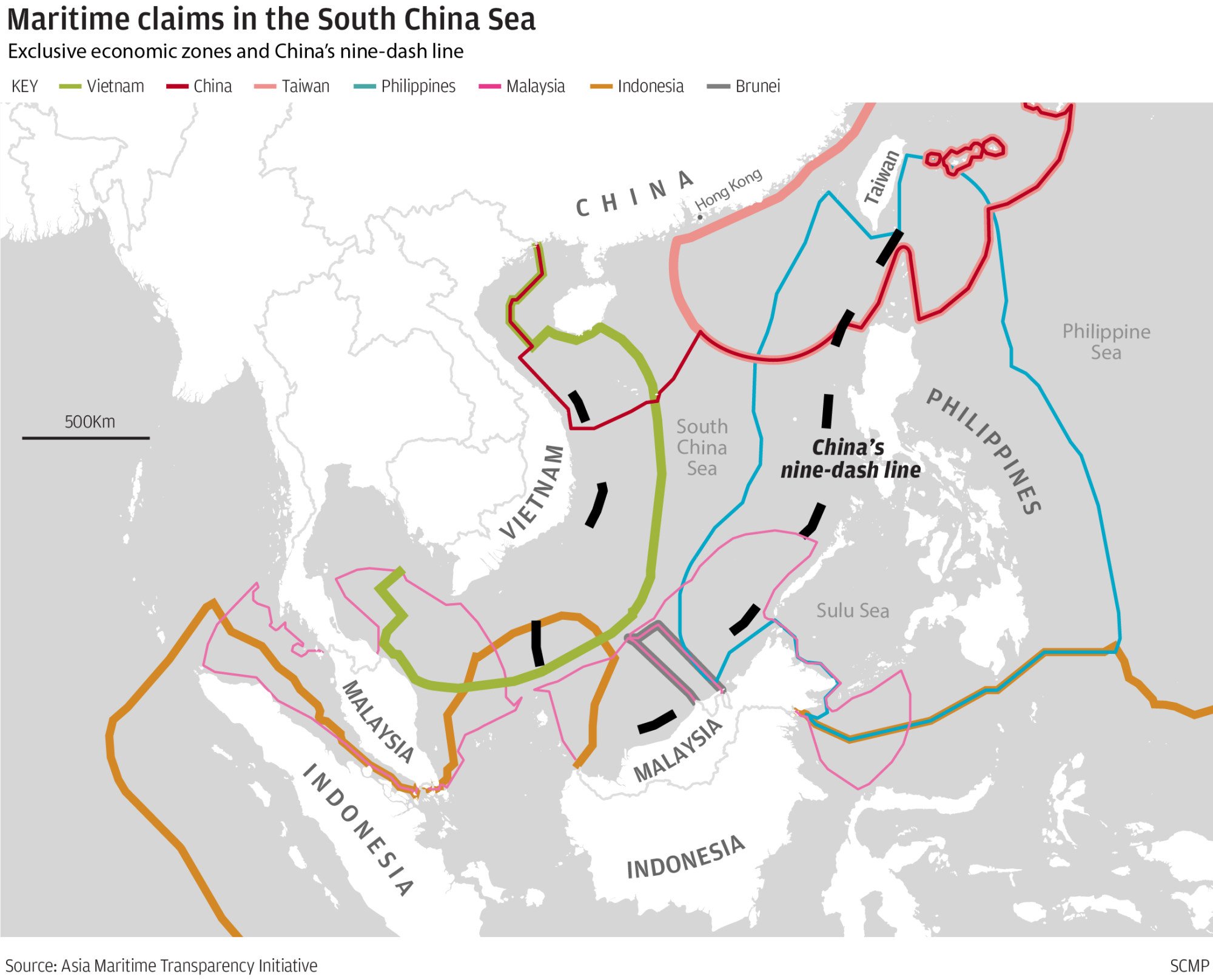 China’s extensive claims in the South China Sea overlap with those of a number of other countries, including Vietnam and the Philippines. Graphic: SCMP