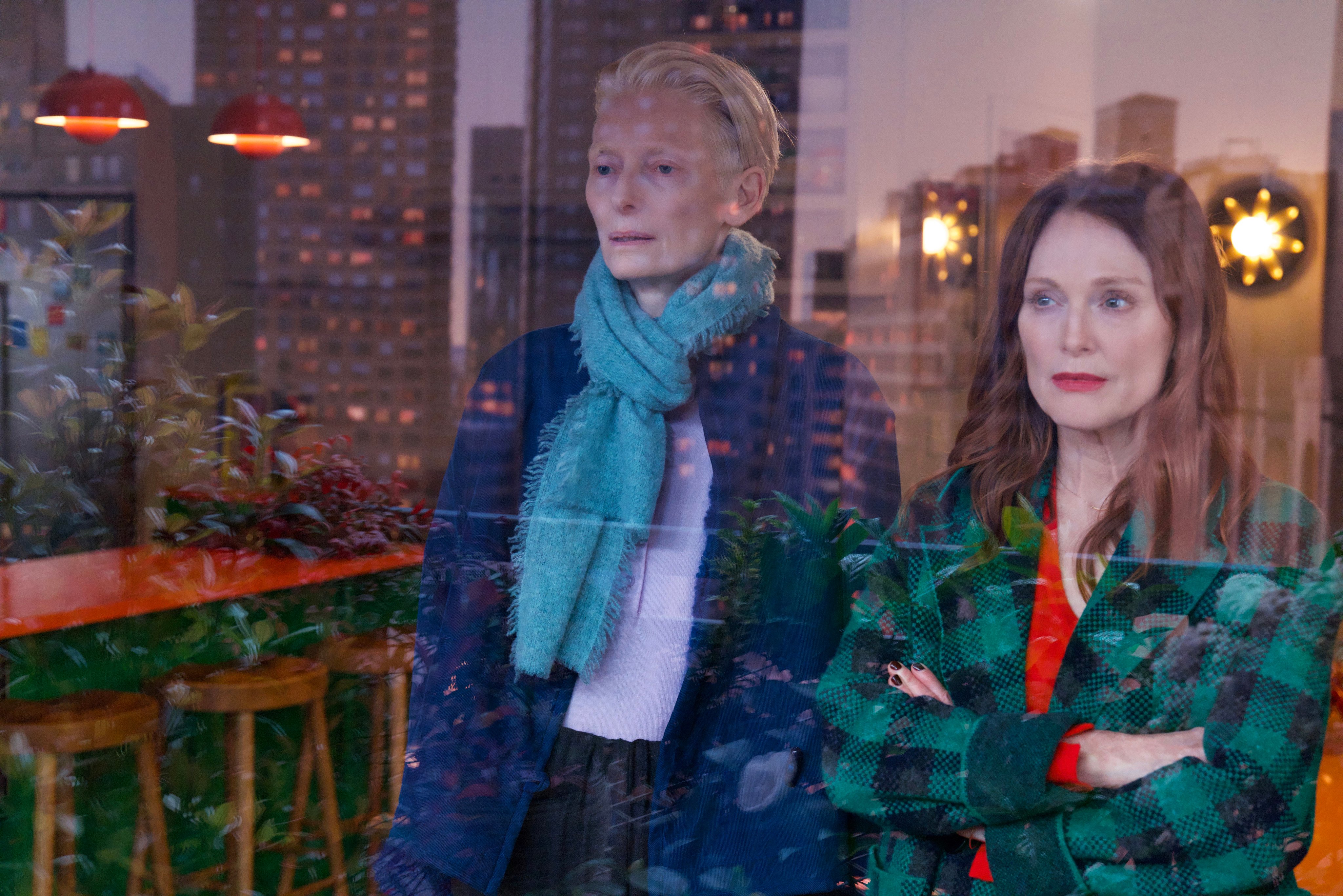 Tilda Swinton (left) and Julianne Moore in a still from The Room Next Door.