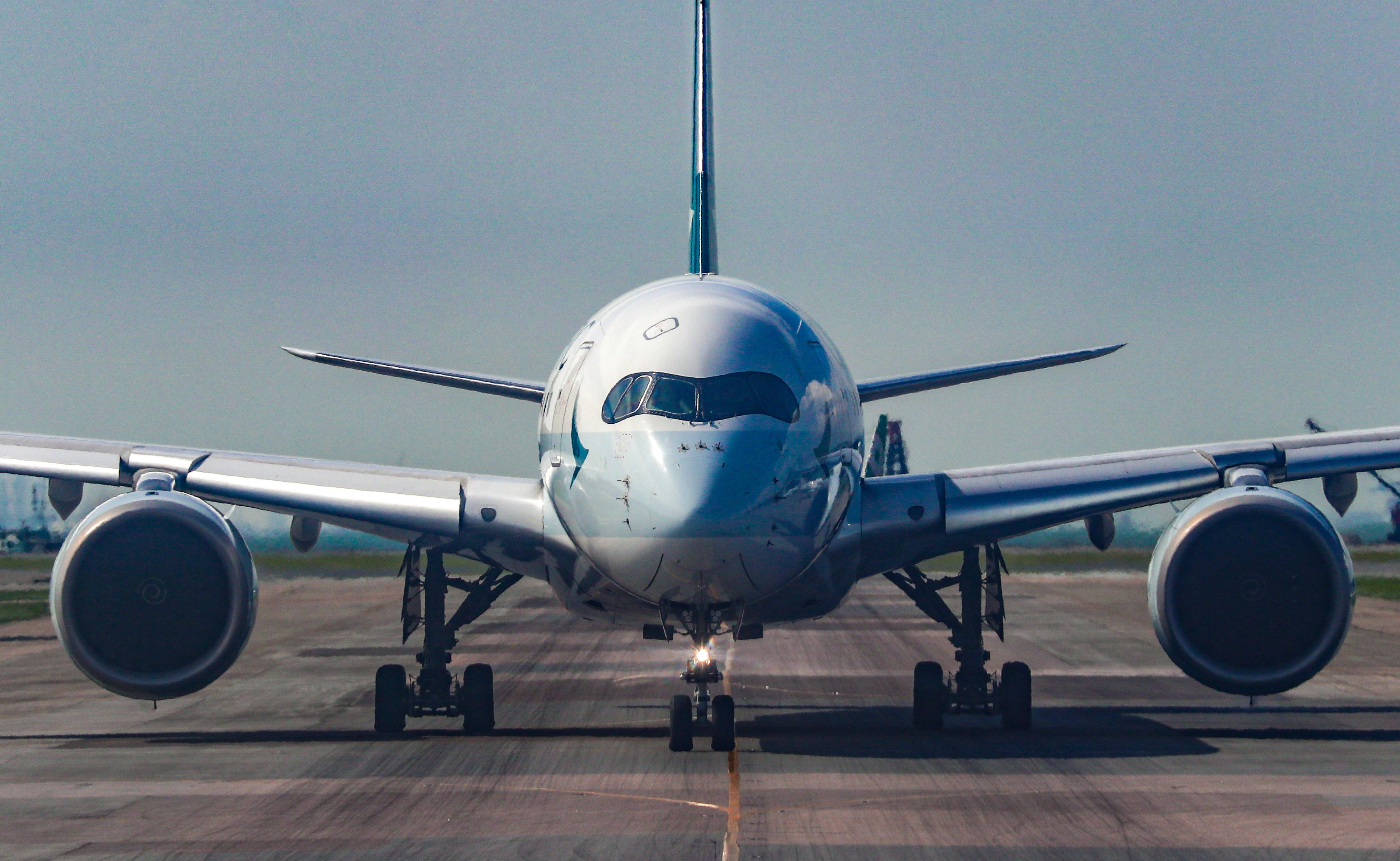 A Cathay Pacific A350-900 on the tarmac of Hong Kong International Airport. All 48 planes of the carrier’s A350 fleet have been grounded. Photo: Roy Issa