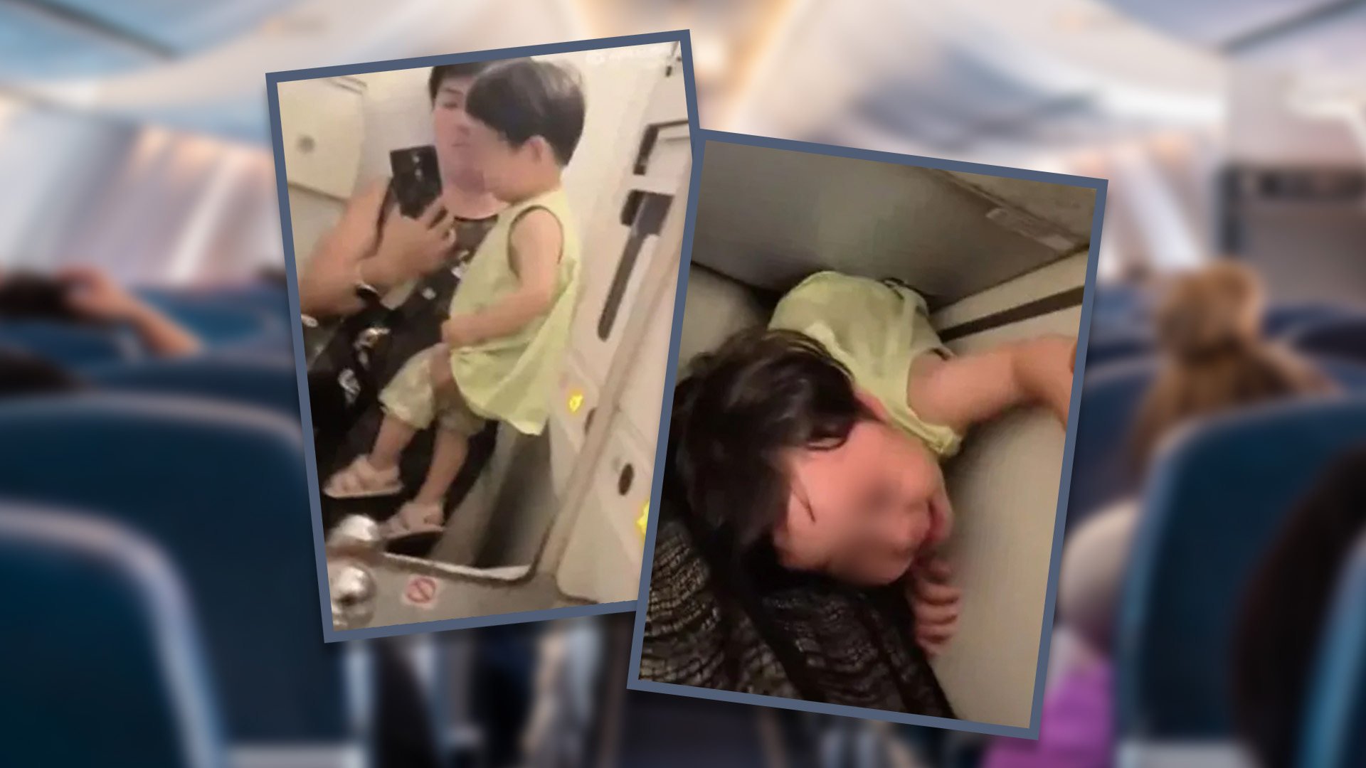 Two Chinese women spark a heated online debate after locking a noisy toddler in an airplane toilet as a form of discipline. Photo: SCMP composite/Shutterstock/Weibo