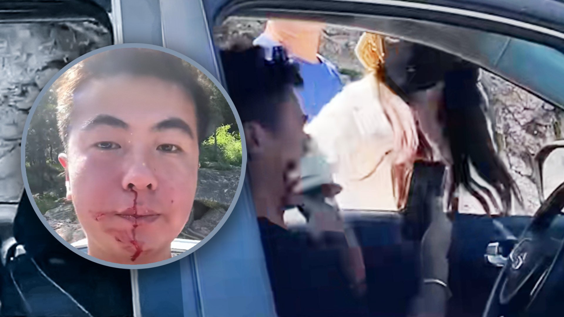 A Chinese female driver is facing online backlash for repeatedly punching a non-retaliating ex-soldier after she tried to cut in line. Photo: SCMP composite/Douyin