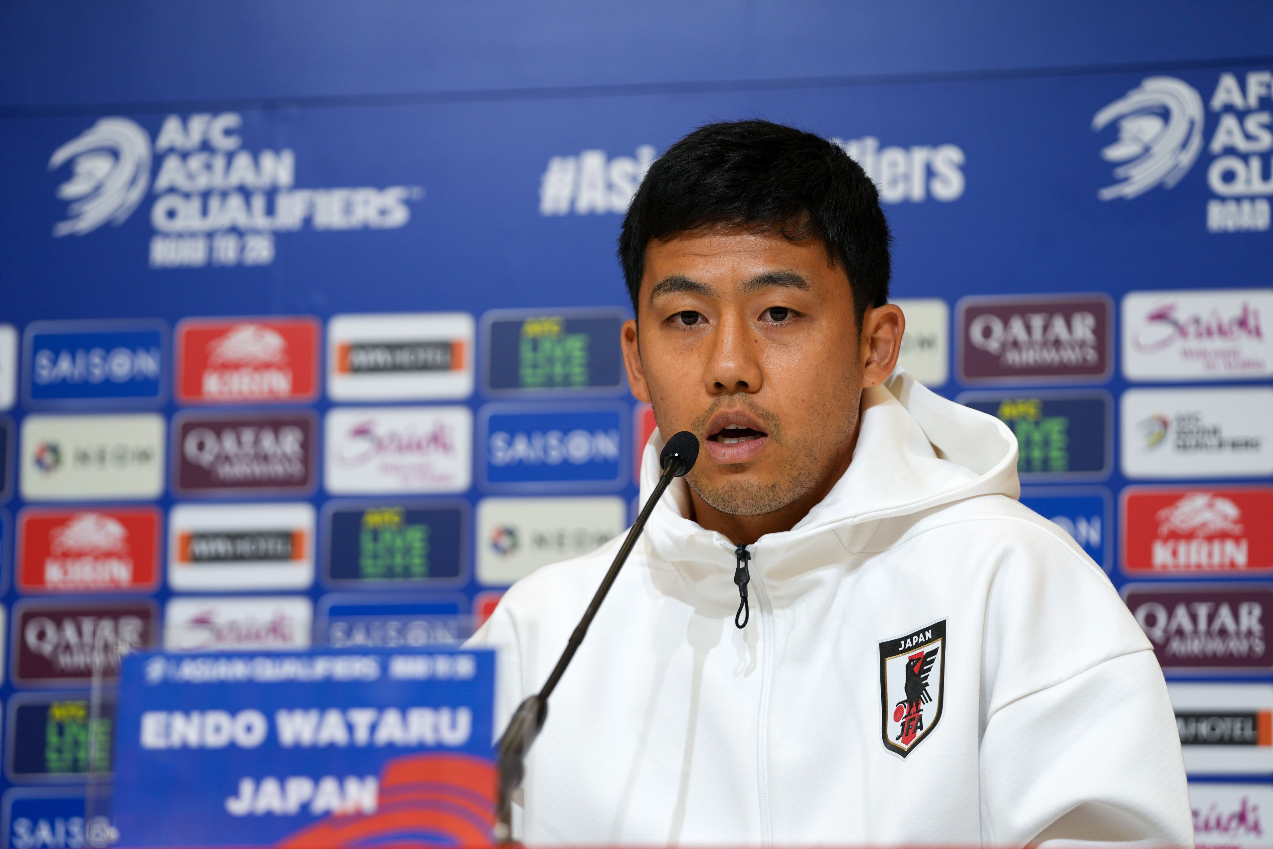 Japan midfielder and skipper Wataru Endo says he has to “manage the risks” coming from China’s attackers on Thursday. Photo: Xinhua