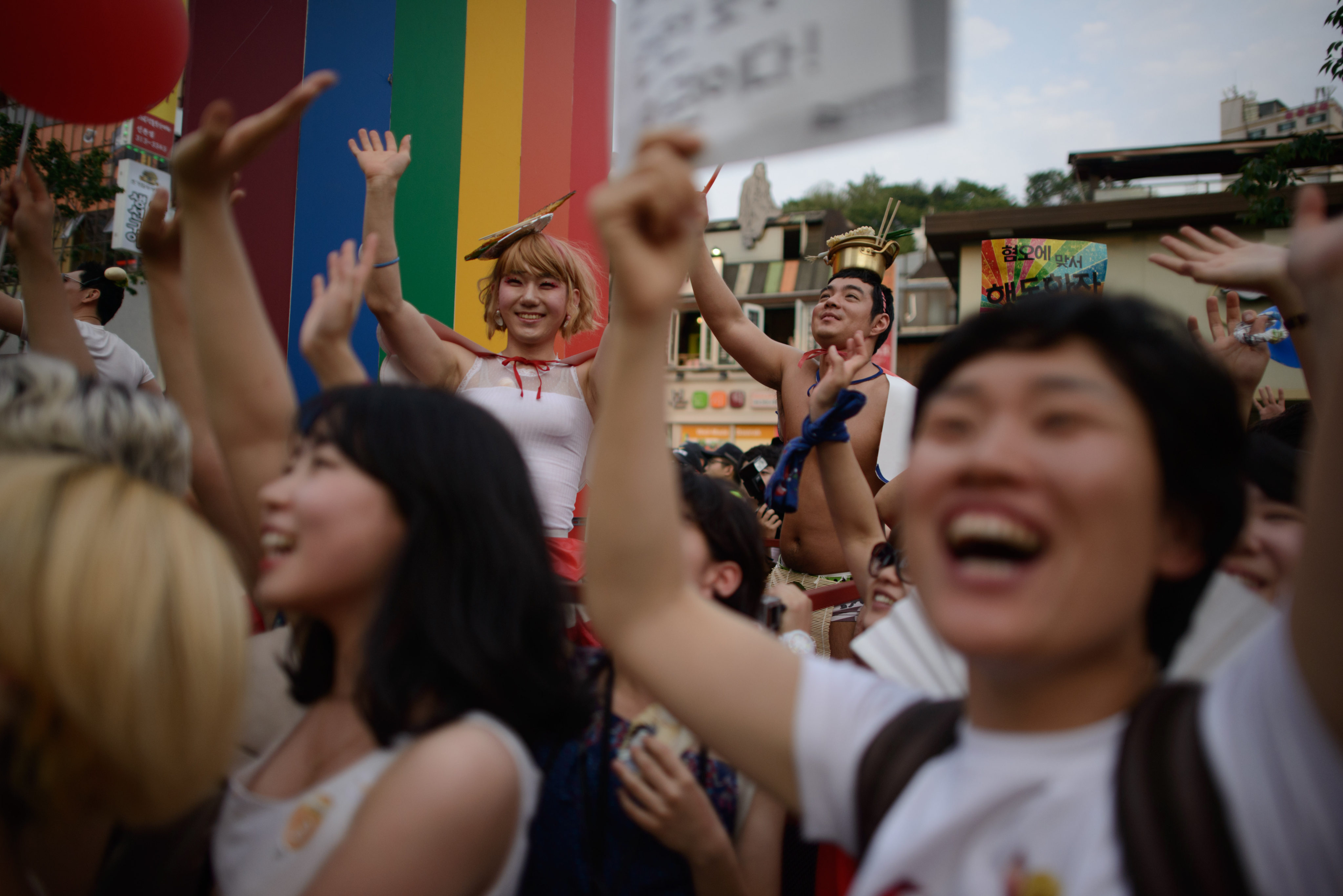 Members of the LGBT community take part in a Gay Pride parade in Seoul. Photo: AFP