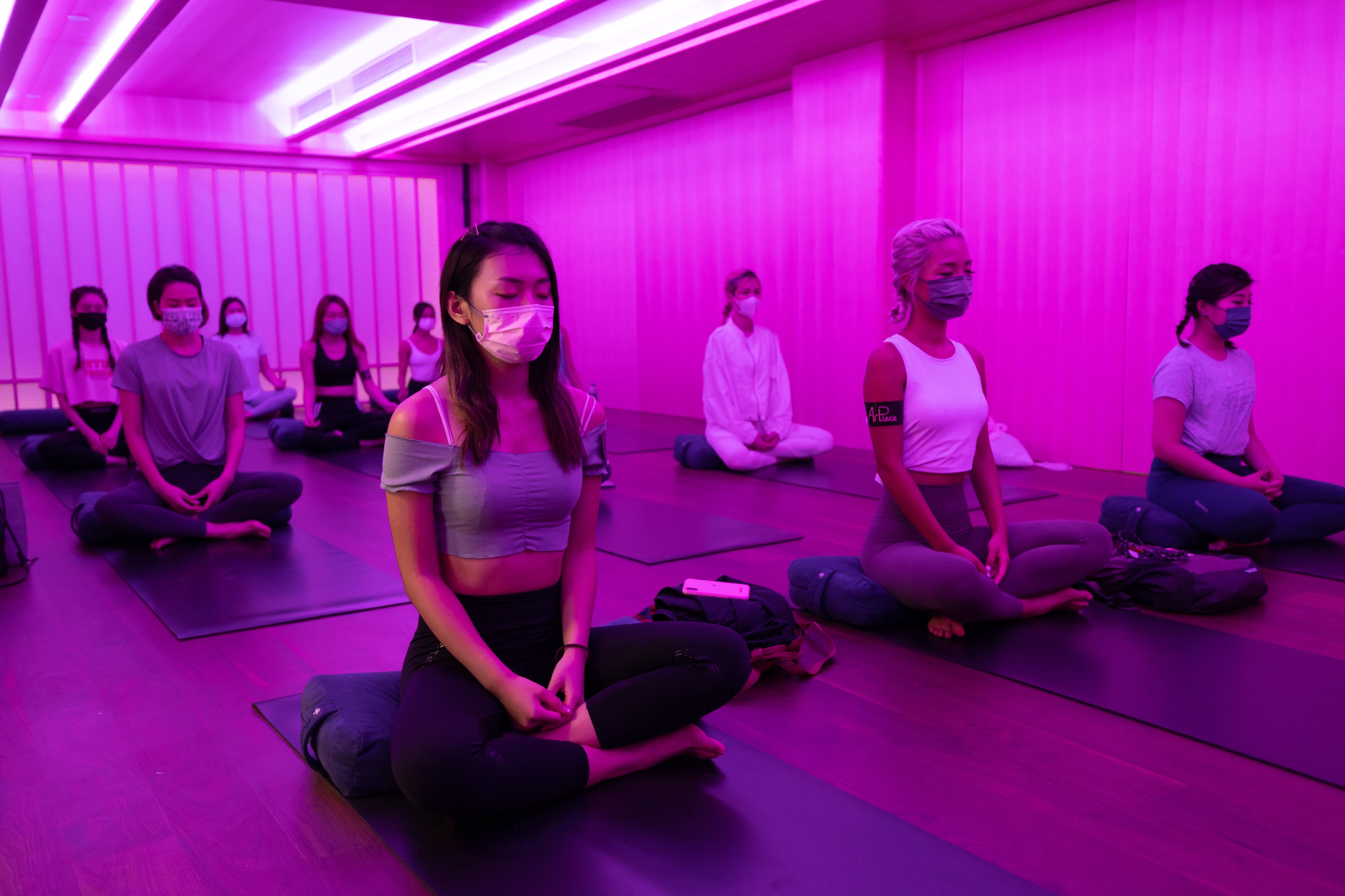 Students in a meditation class in Ikigai’s Causeway Bay studio, which celebrates its third anniversary this weekend with a pop-up party. Photo: Ikigai