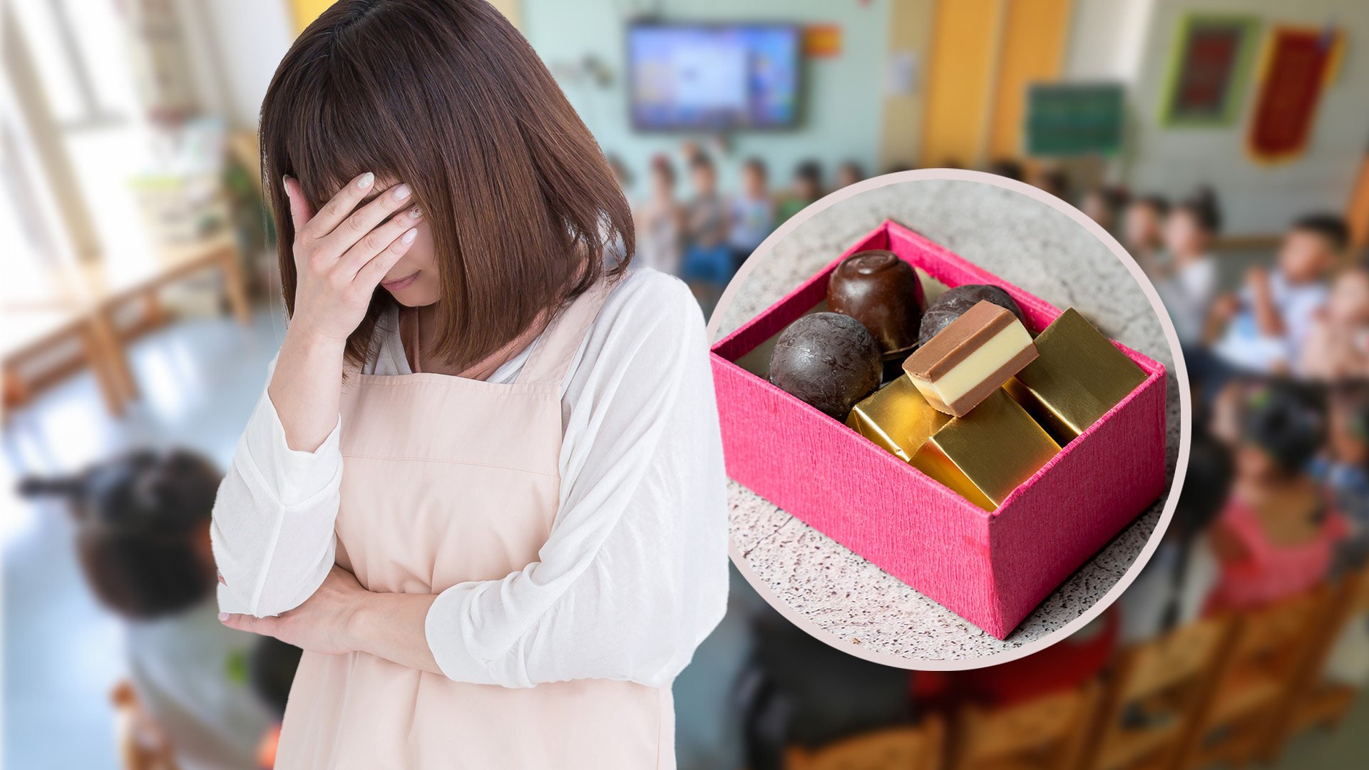 A Chinese kindergarten principal fired for accepting an 85-US-cent chocolate gift from a pupil has sued the school and won. Photo: SCMP composite/Shutterstock