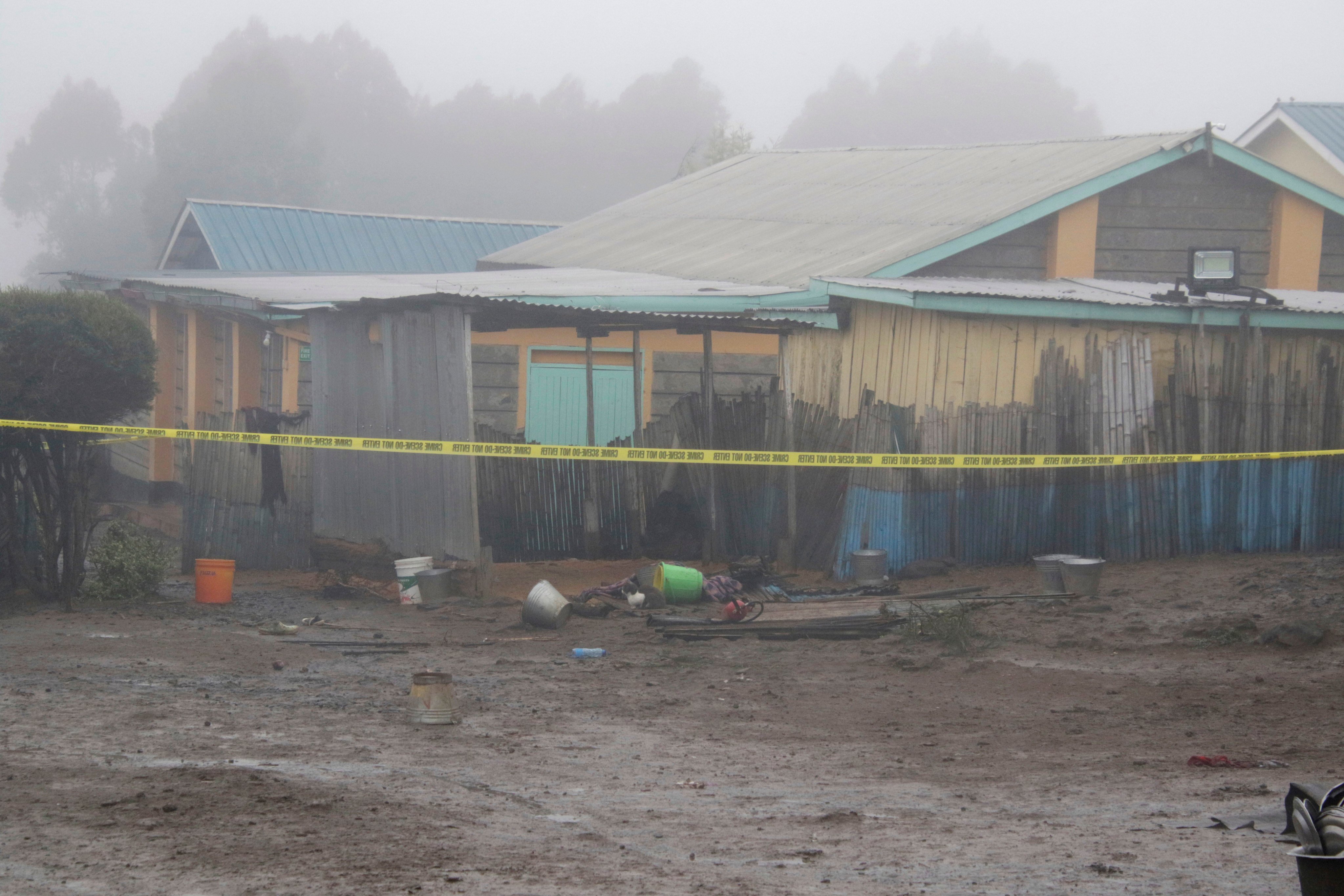 A fire engulfed the school dormitory where the children were sleeping. Photo: AP