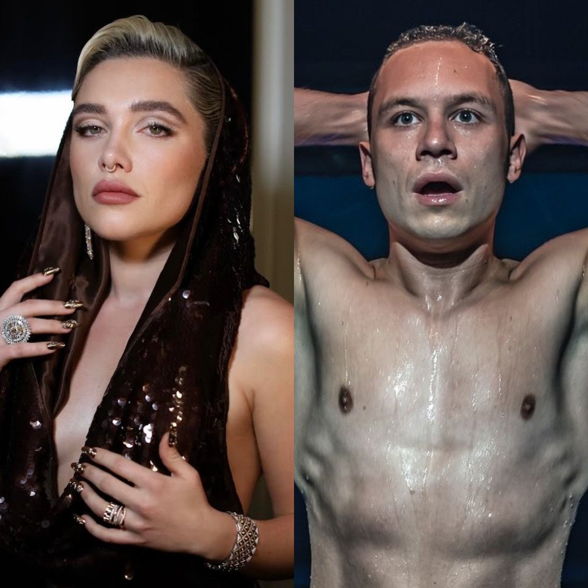 Florence Pugh is sparking romance rumours with Peaky Blinders star Finn Cole. Photos: @valentine.beauty, @finn_cole/Instagram