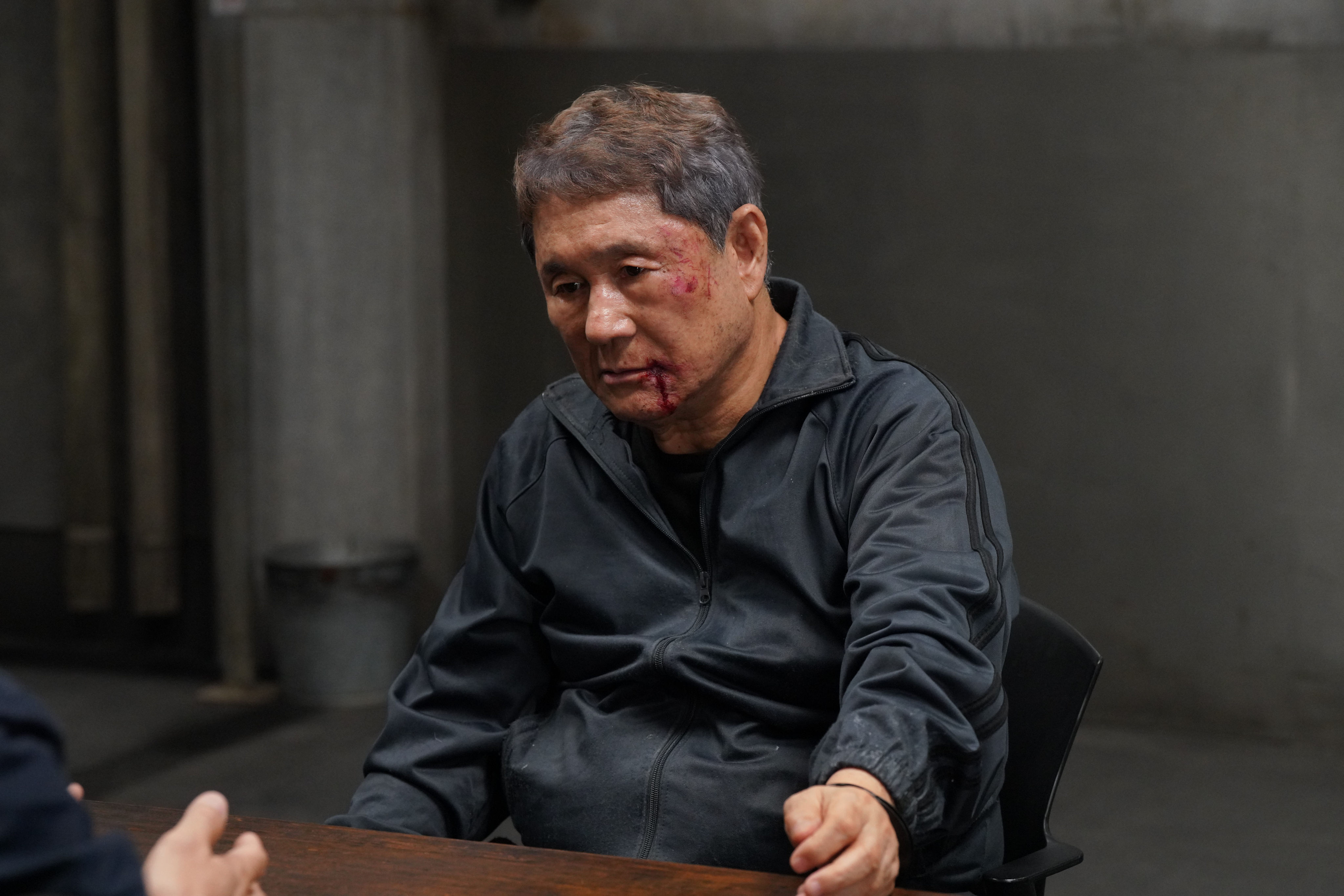 Takeshi Kitano in a still from Broken Rage (category TBC), also directed by Takeshi Kitano. Tadanobu Asano, Nao Omori co-star.