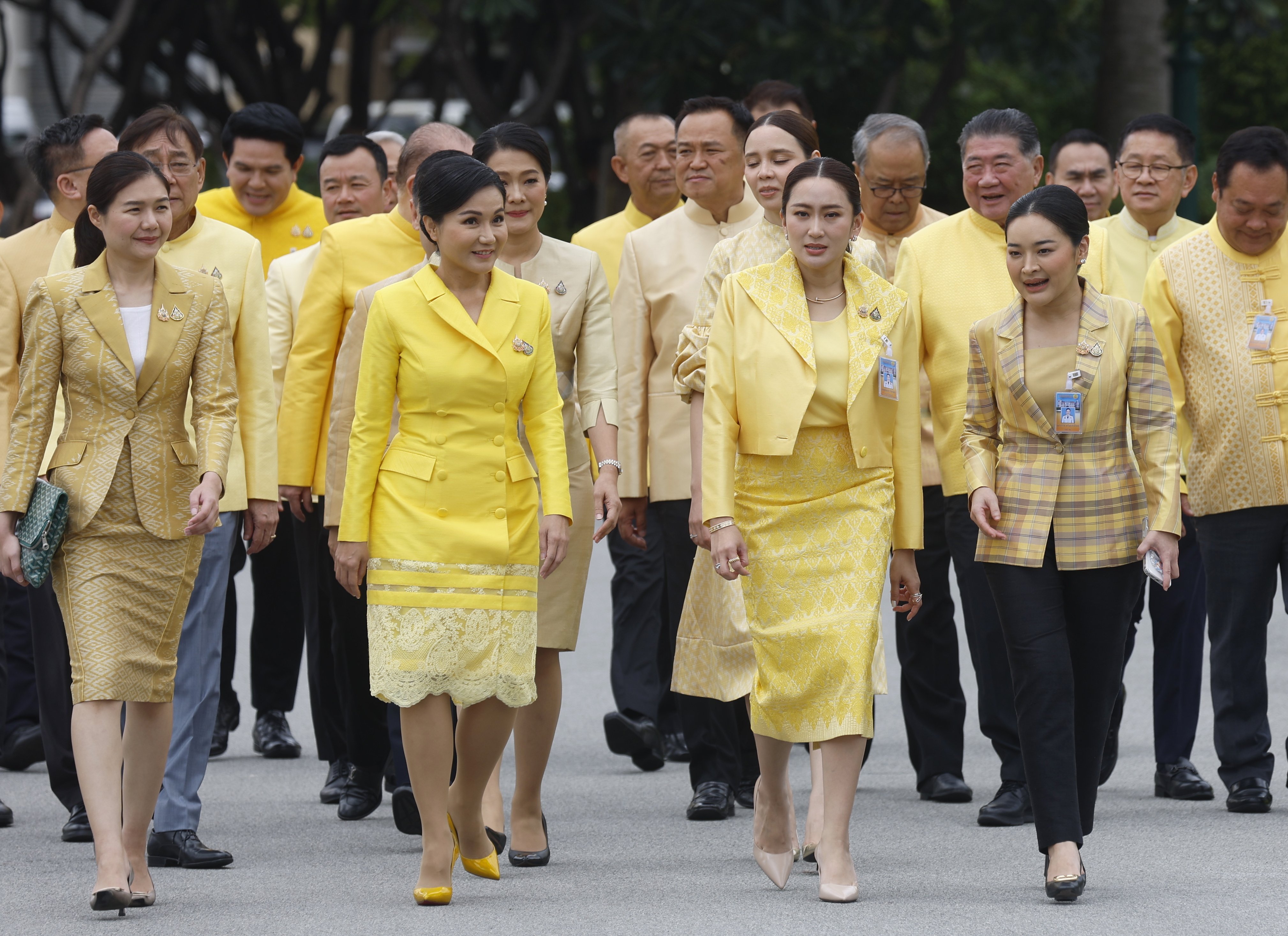 New Thai Prime Minister Paetongtarn Shinawatra (centre right) says the economy will be her administration’s first priority. Photo: EPA-EFE