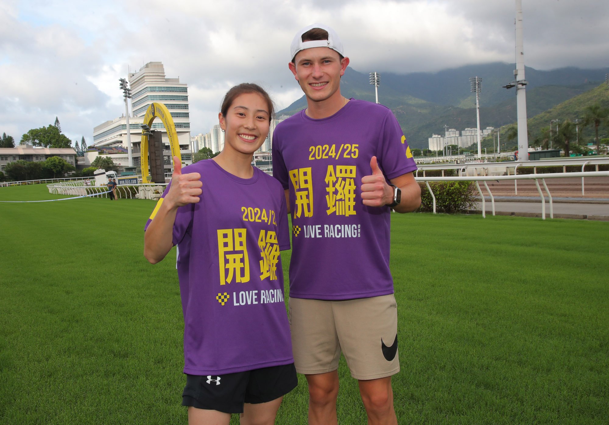 New jockey Britney Wong with Luke Ferraris at Sha Tin recently.