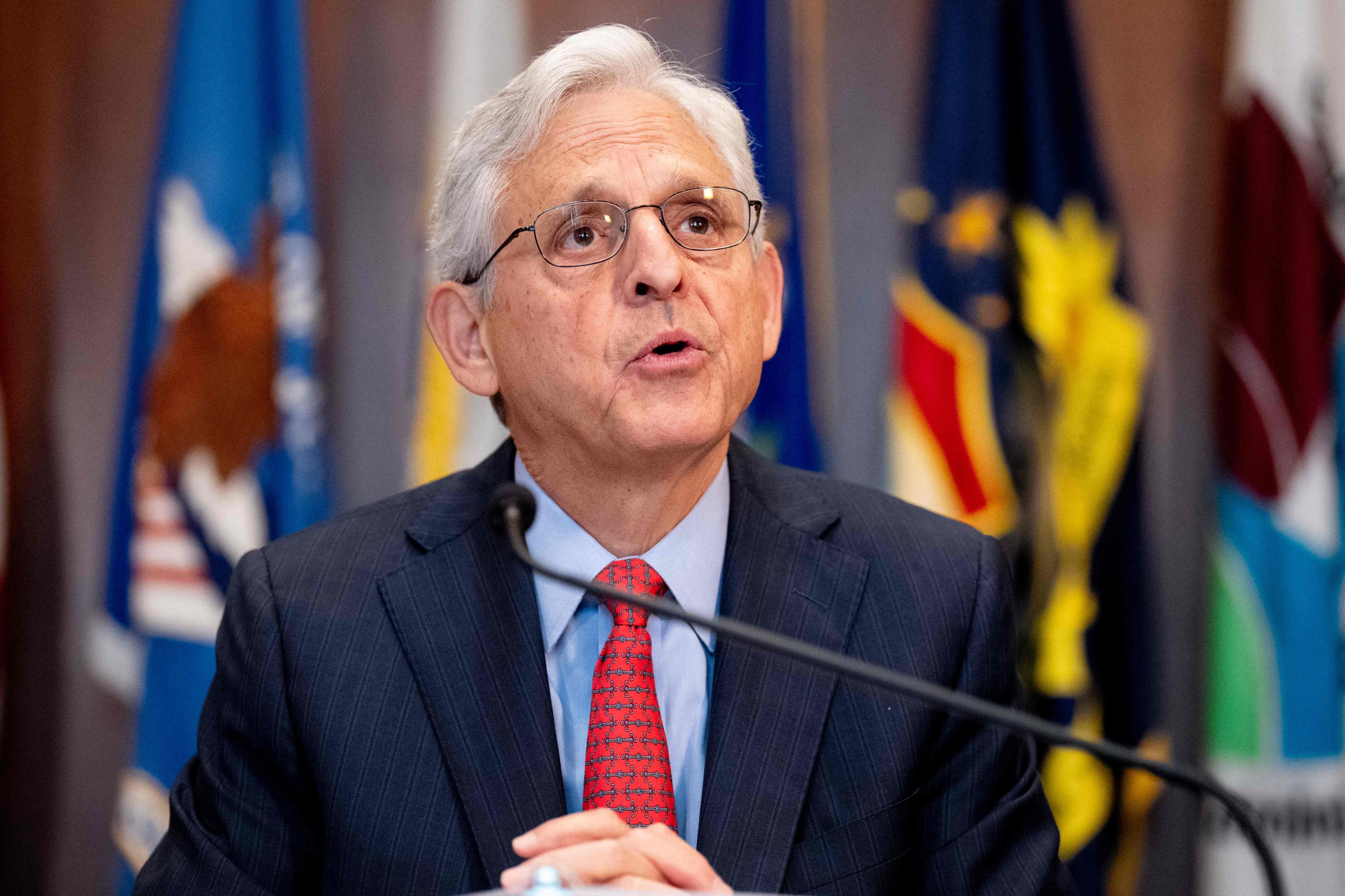 US Attorney General Merrick Garland speaks during an Election Threats Task Force meeting at the Justice Department in Washington on  Wednesday. Photo: AFP