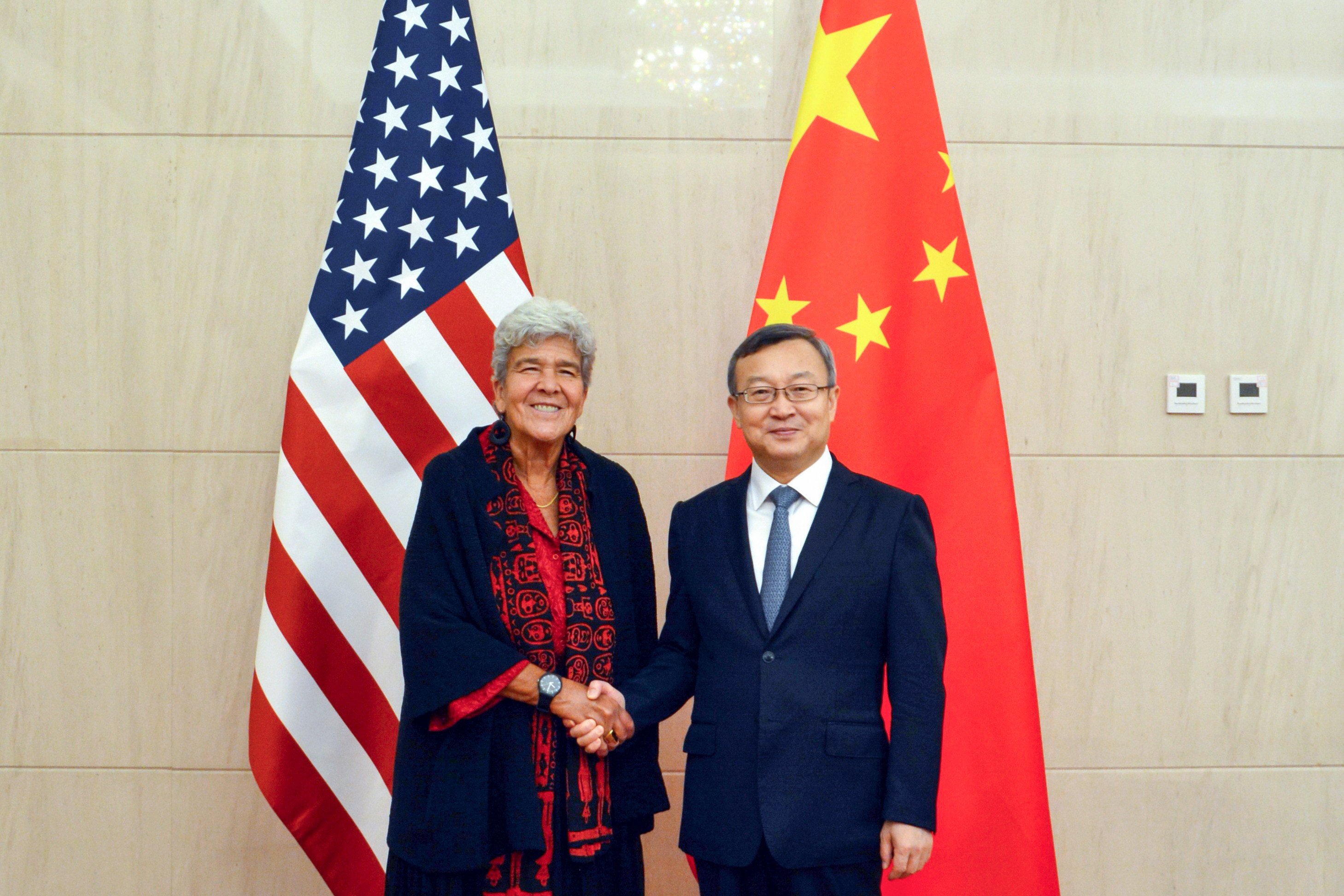 Chinese commerce vice-minister and international trade representative Wang Shouwen with US under secretary of commerce for international trade Marisa Lago, in Tianjin on Saturday. Photo: Handout