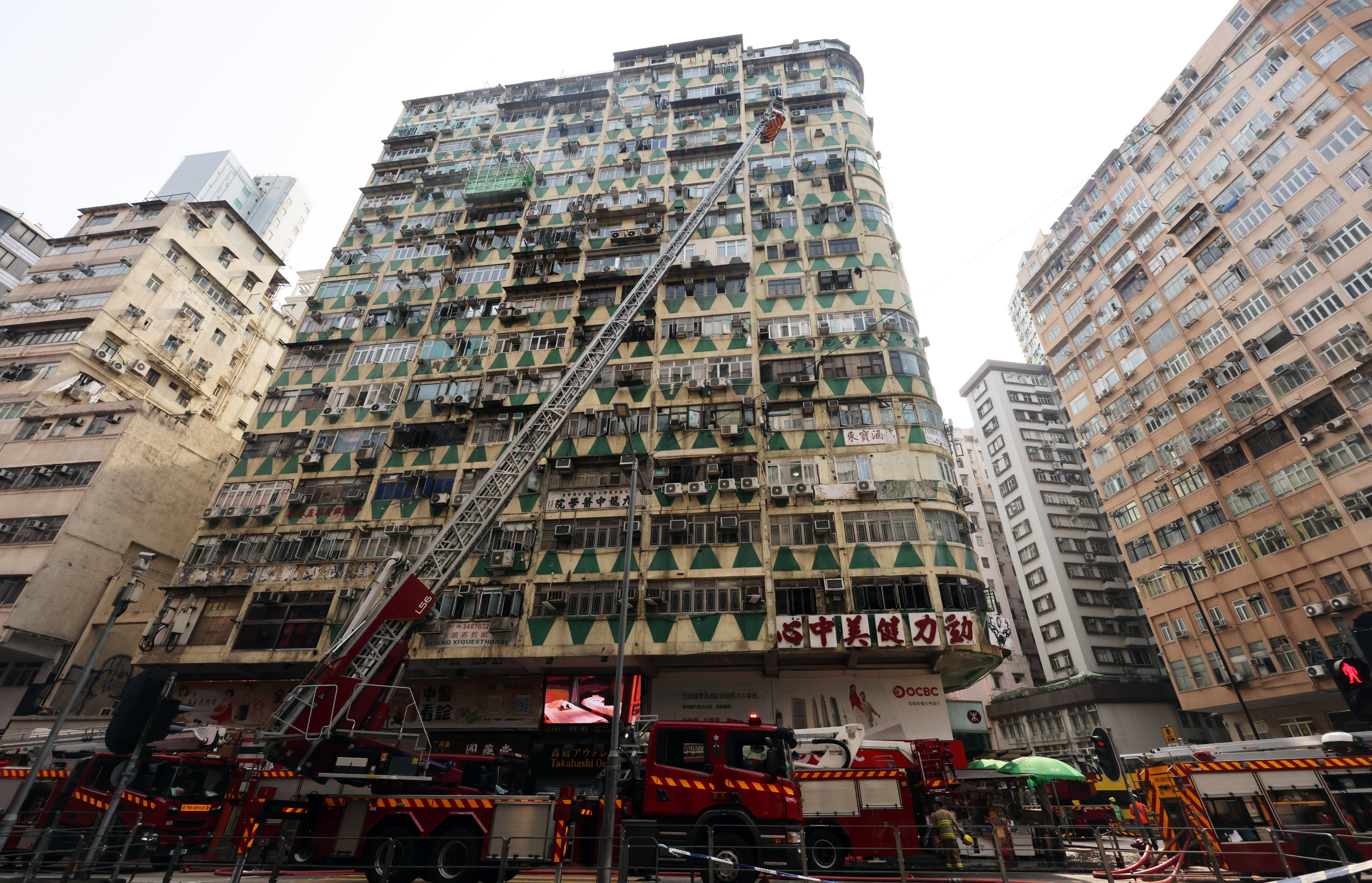 New Lucky House at the junction of Jordan Road and Nathan Road after a fire broke out in April. Photo: Jelly Tse