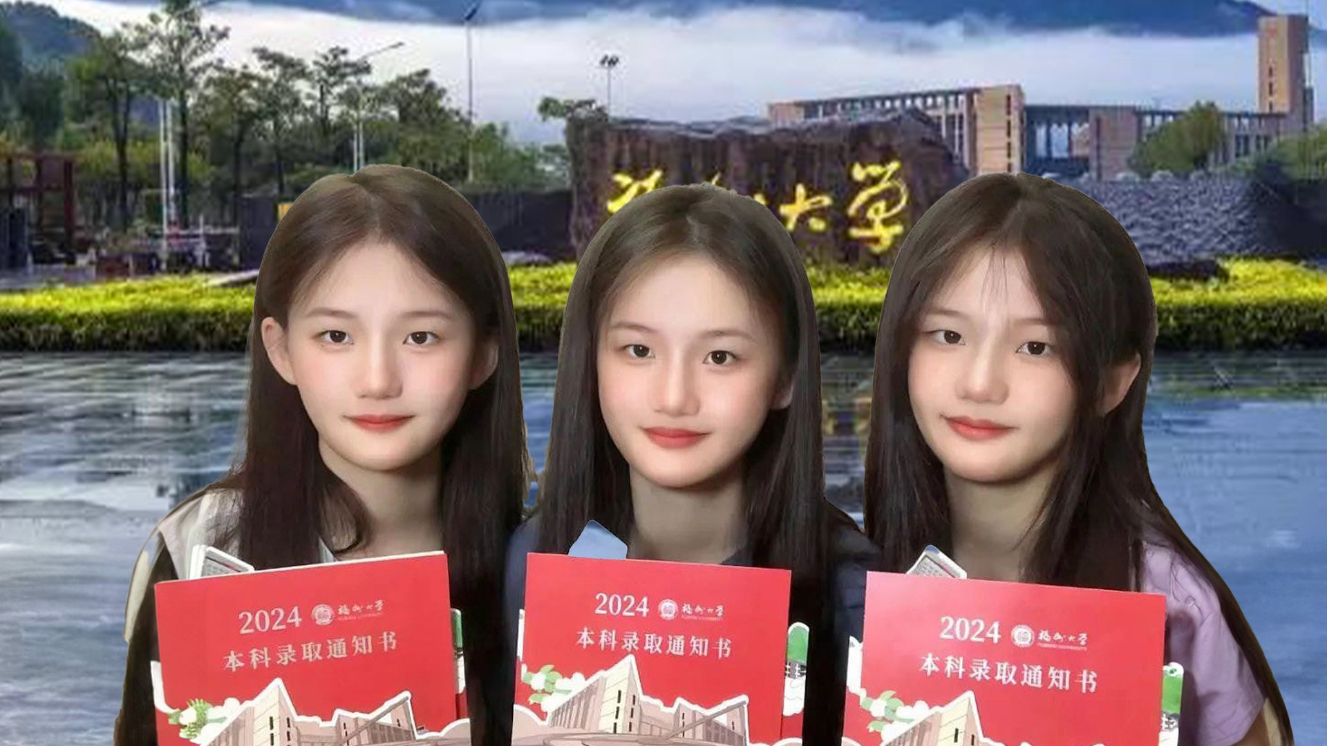 Triplets from China have enrolled at the same university, which their mother calls a fulfilment of a “prophecy” tied to their names. Photo: SCMP composite/Weibo/The Paper