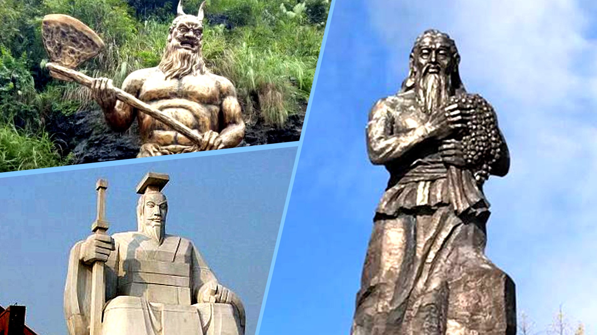 Three legendary figures in China that shaped the early foundations of Chinese civilisation. Photo: SCMP composite/Baidu