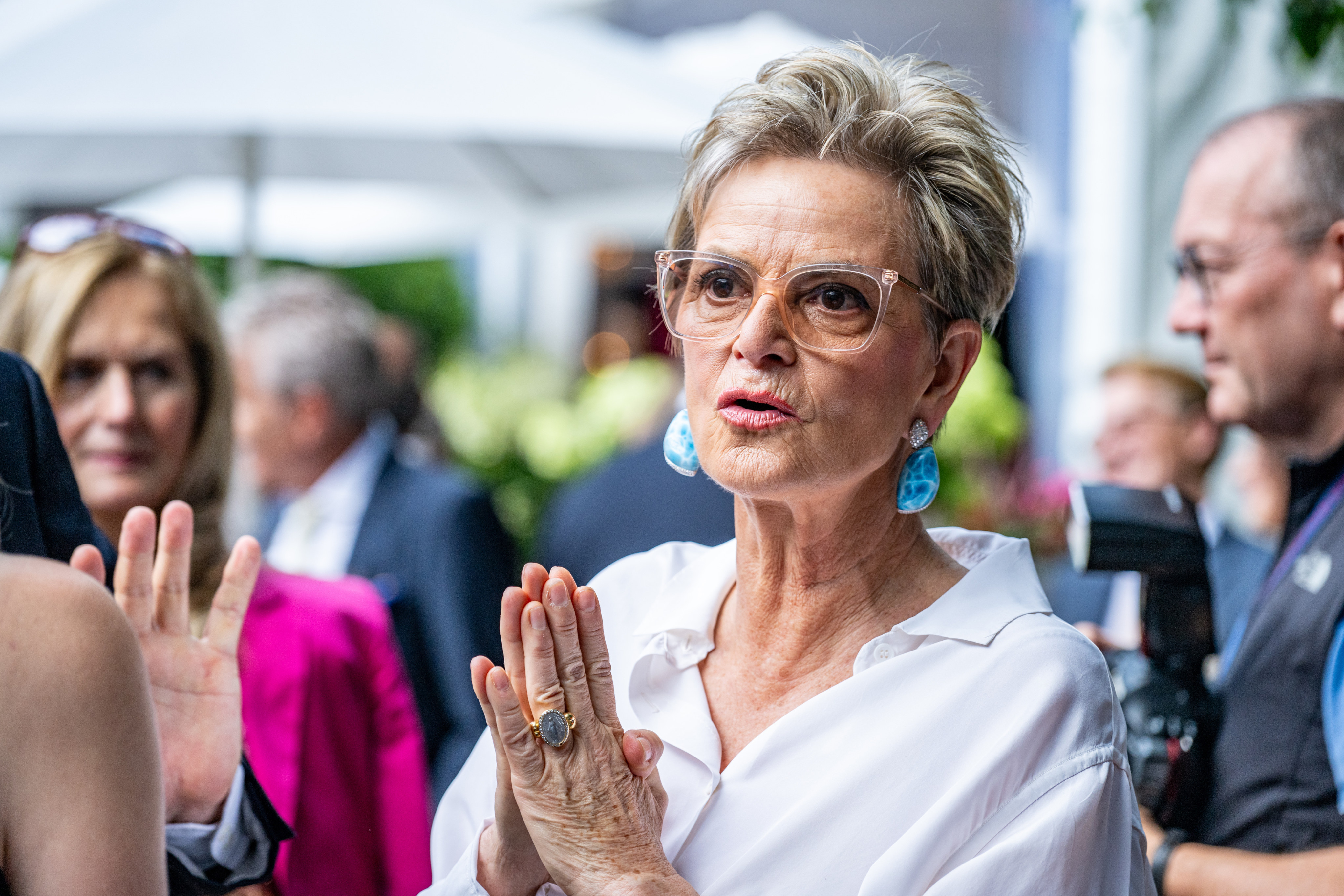 Princess Gloria von Thurn und Taxis in front of her palace, St Emmeram, in Regensburg, Germany, in July. Photo: DPA