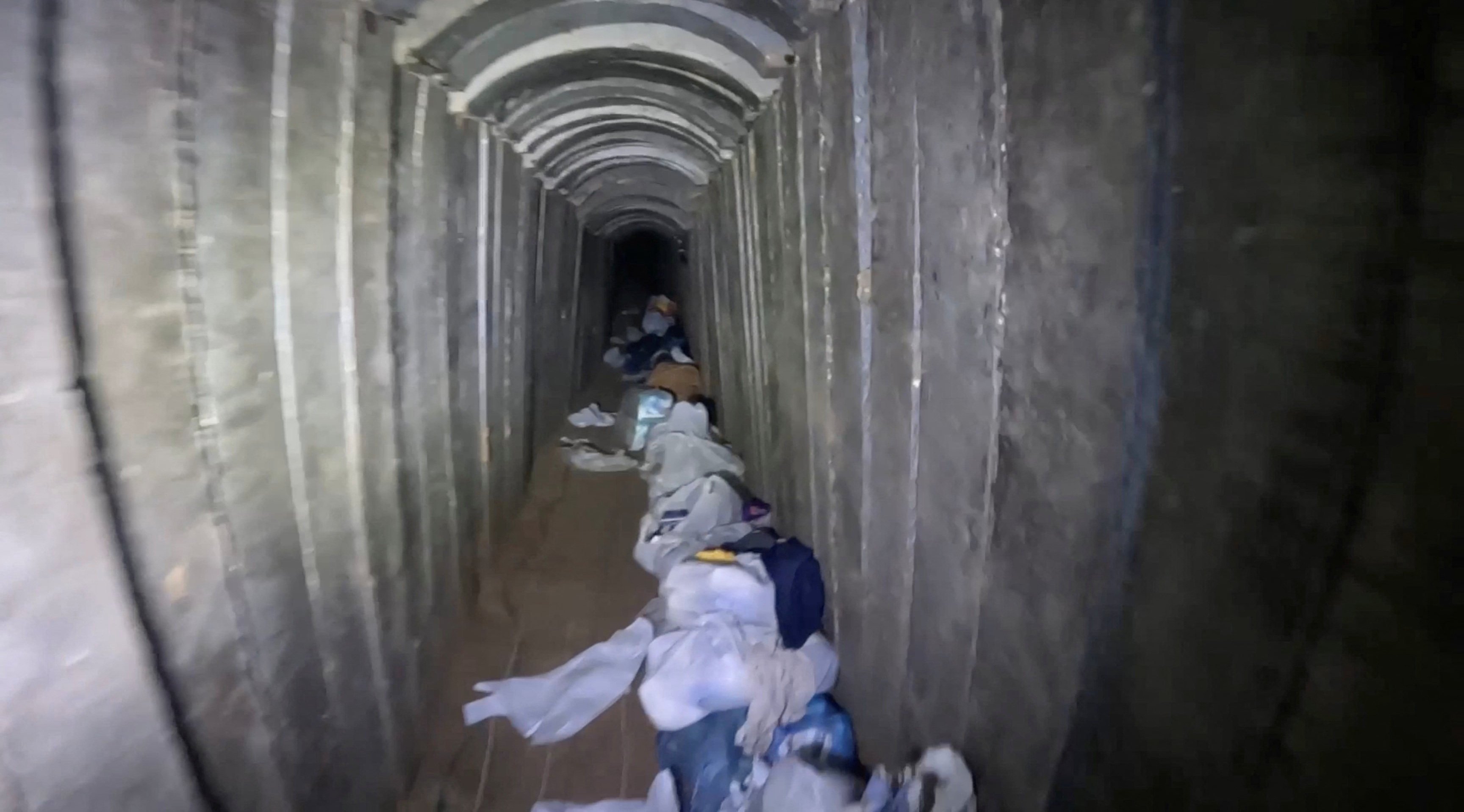 A tunnel said to be where six Israeli hostages were found dead is seen in a still from a video released on Tuesday. Photo: Israeli Army via Reuters