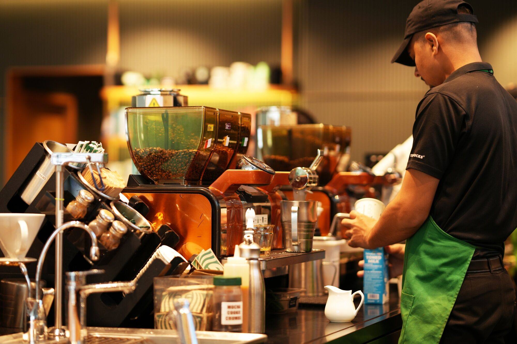 An employee prepares a drink at a Tata Starbucks Ltd. store in Mumbai on August 12, 2024. Photo: Bloomberg