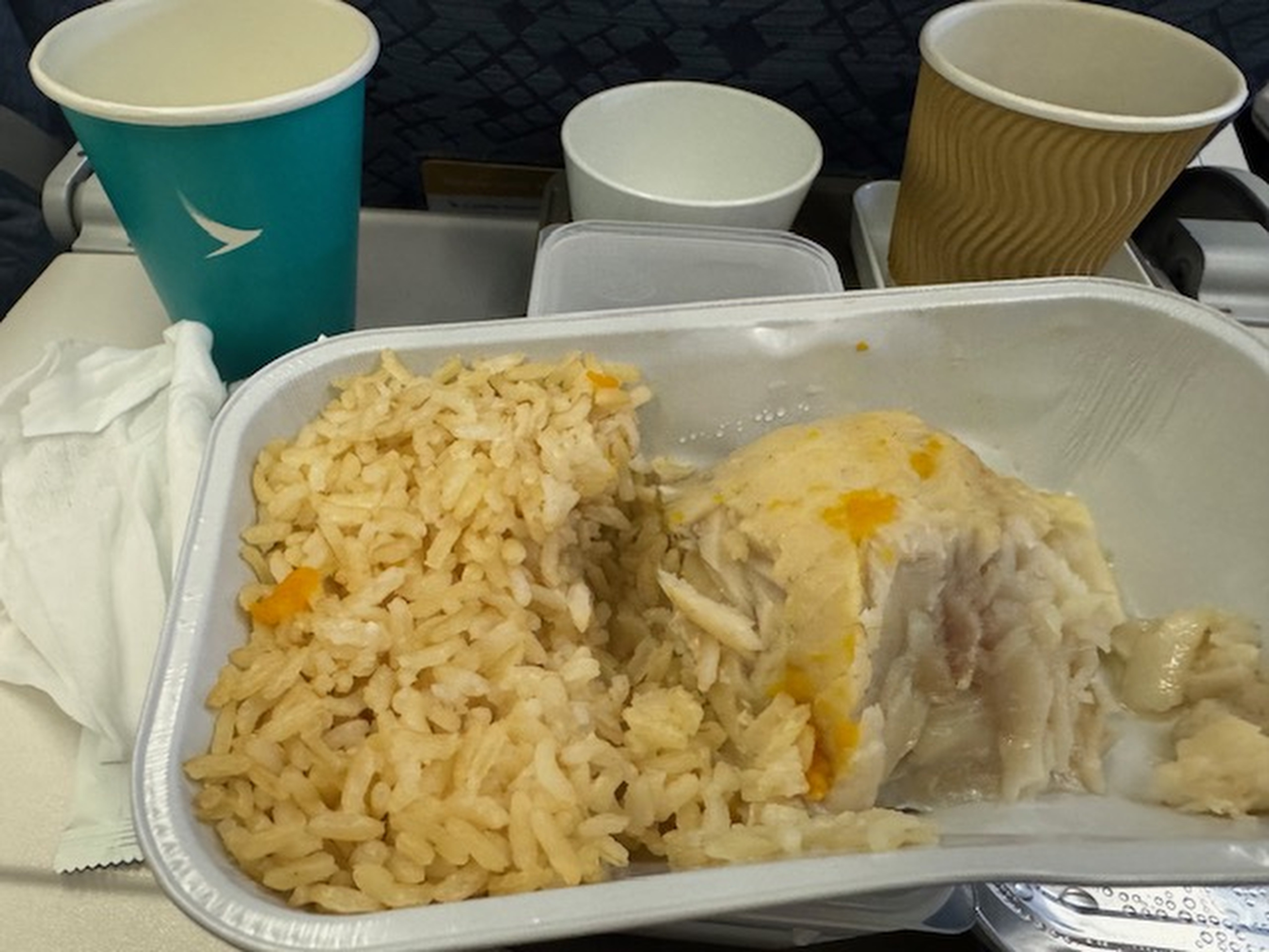 The in-flight meal of raw fish served aboard the Cathay Pacific flight, according to the passenger. Photo: Handout