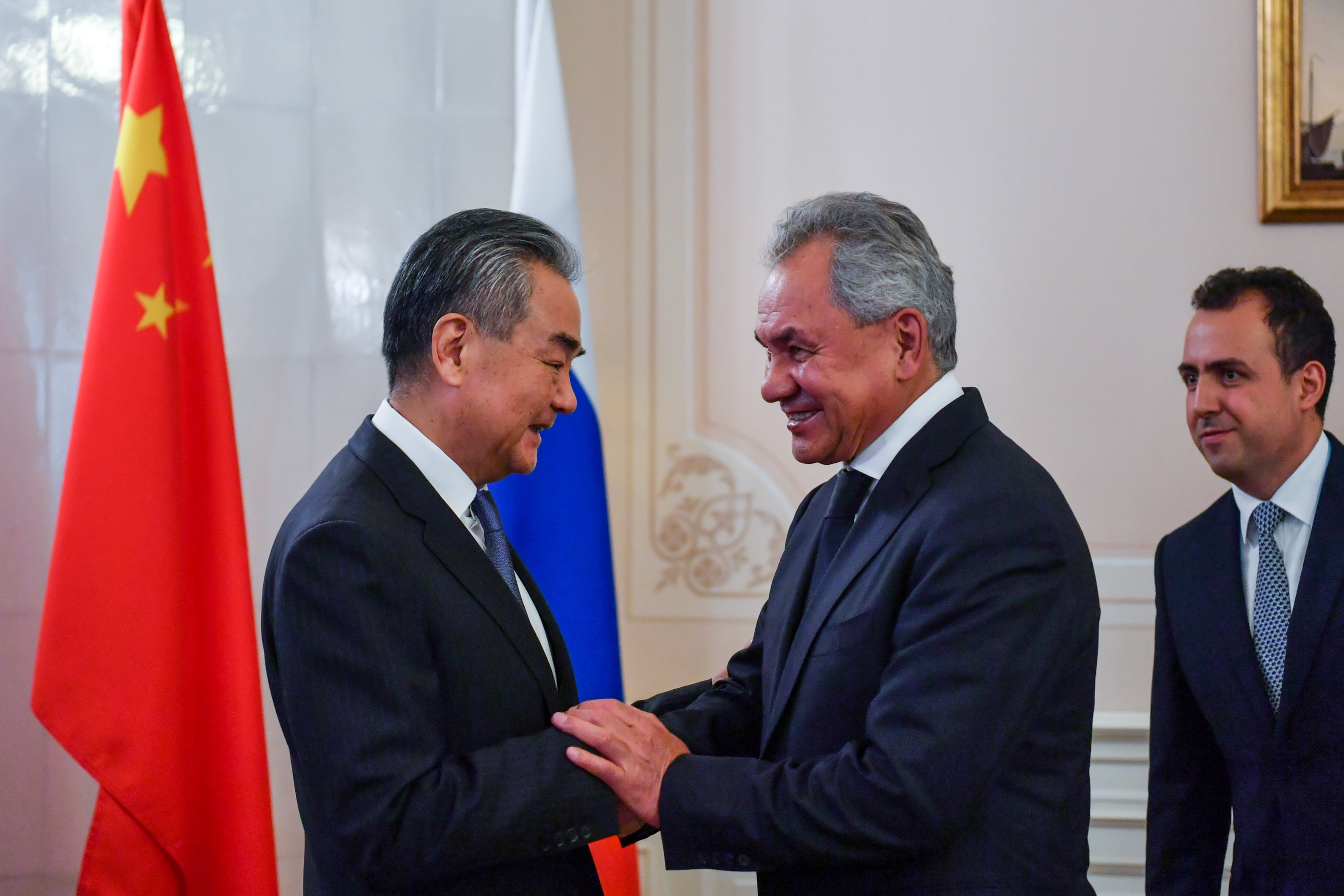 China’s Foreign Minister Wang Yi meets Secretary of the Russian Federation Security Council Sergei Shoigu in St Petersburg on Tuesday. The Ukraine war and Brics summit were among agenda items. Photo: Xinhua