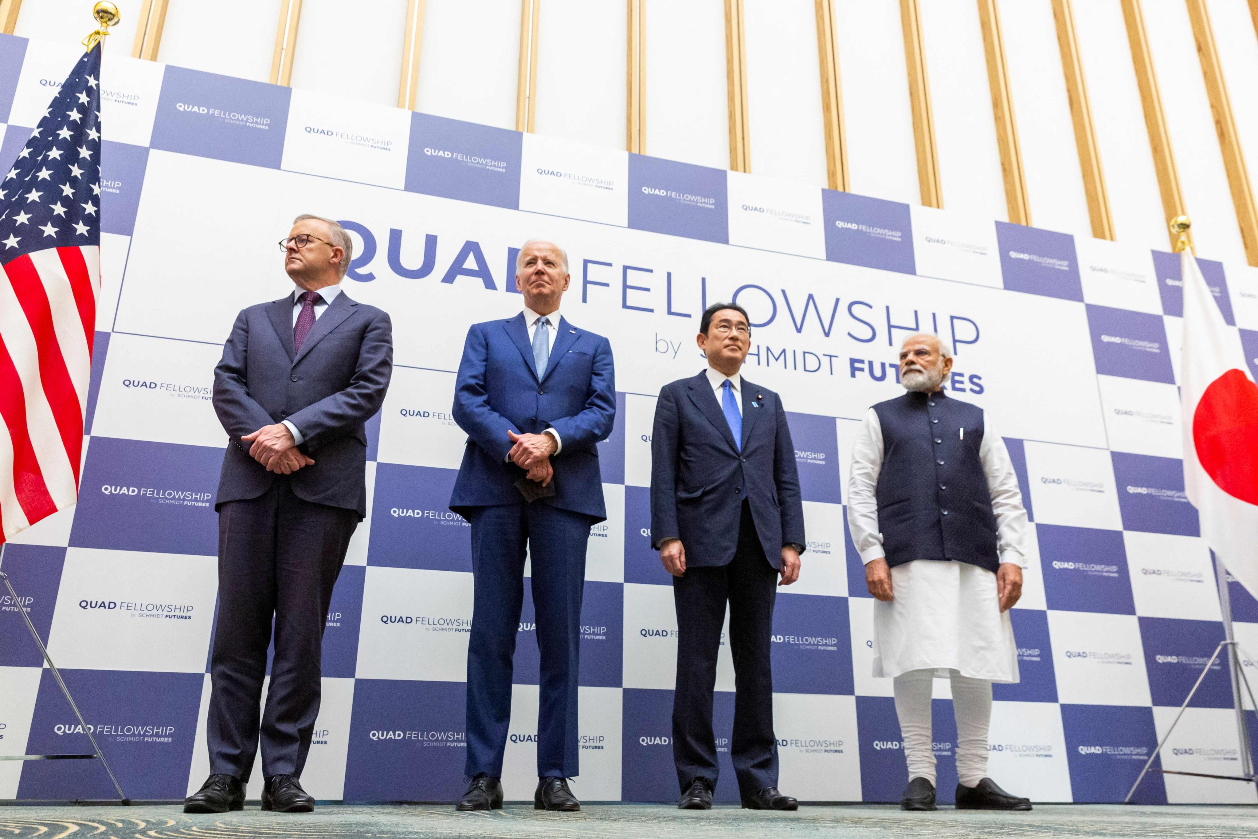 (From left): Australian Prime Minister Anthony Albanese, US President Joe Biden, Japanese Prime Minister Fumio Kishida and Indian Prime Narendra Modi in 2022. Photo: AFP