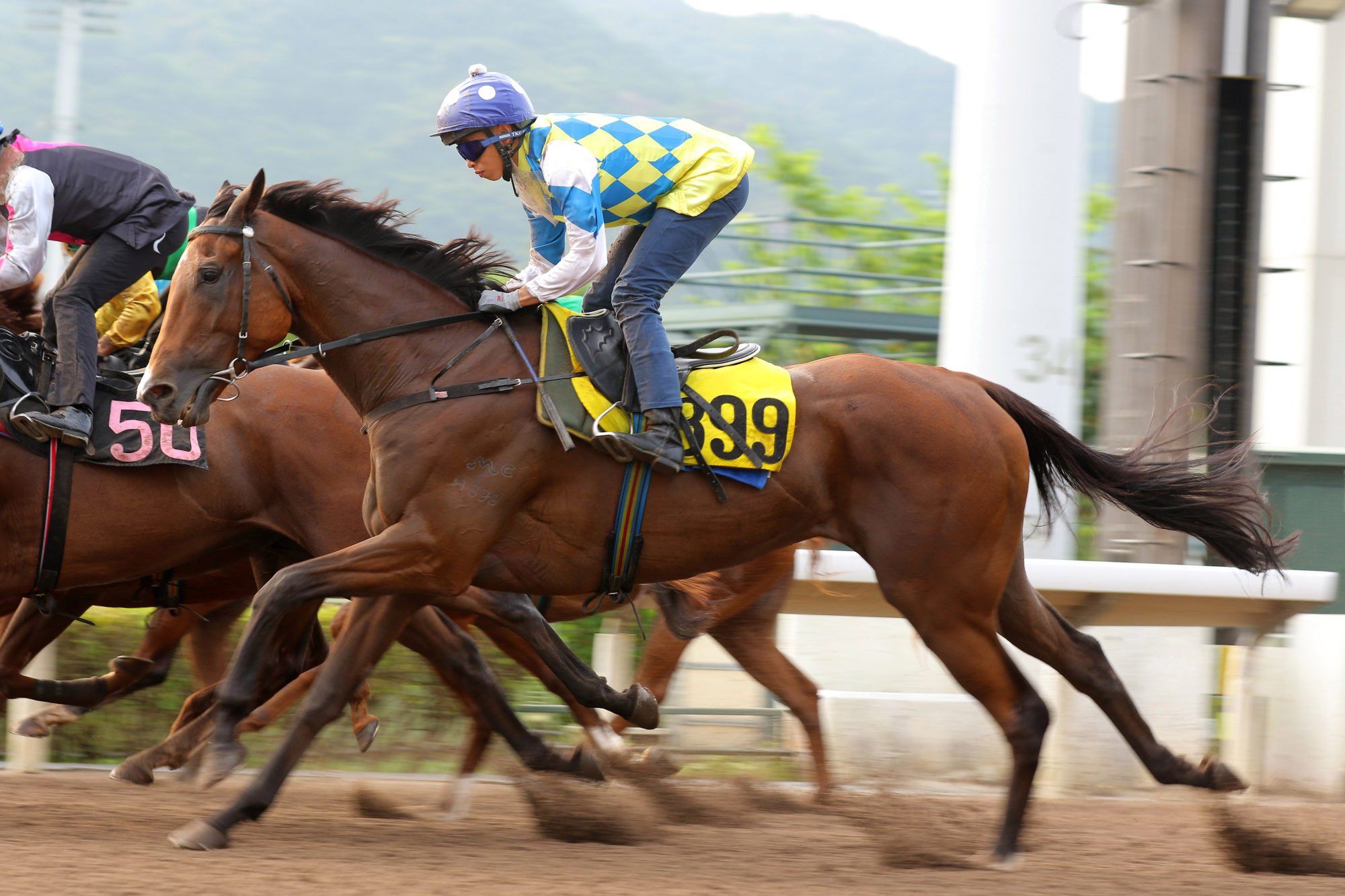 Galaxy Patch stretches his legs in a Sha Tin trial on Thursday morning.