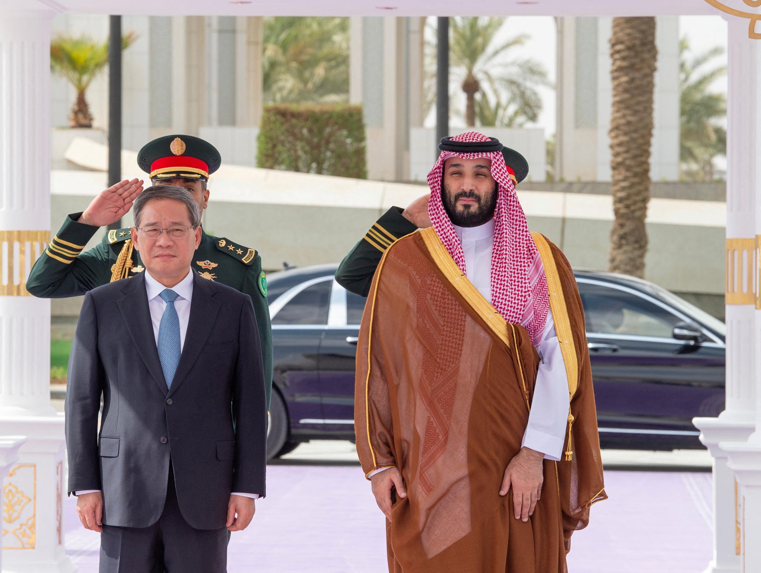 Saudi Crown Prince Mohammed bin Salman receives China’s Premier Li Qiang in Riyadh on September 11. Photo: Reuters