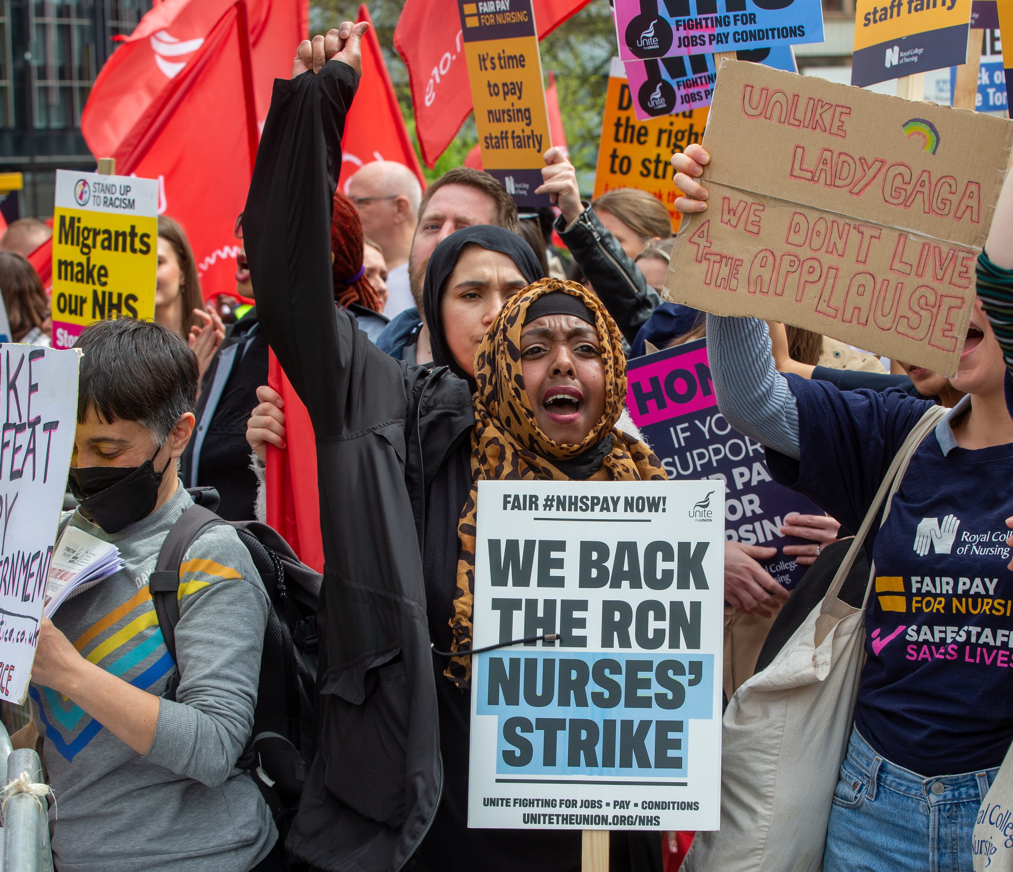 NHS workers march in London during a nurses’ strike over pay and working conditions. The state-run NHS has been in crisis and endured some of its toughest winters in recent years. Photo: EPA-EFE