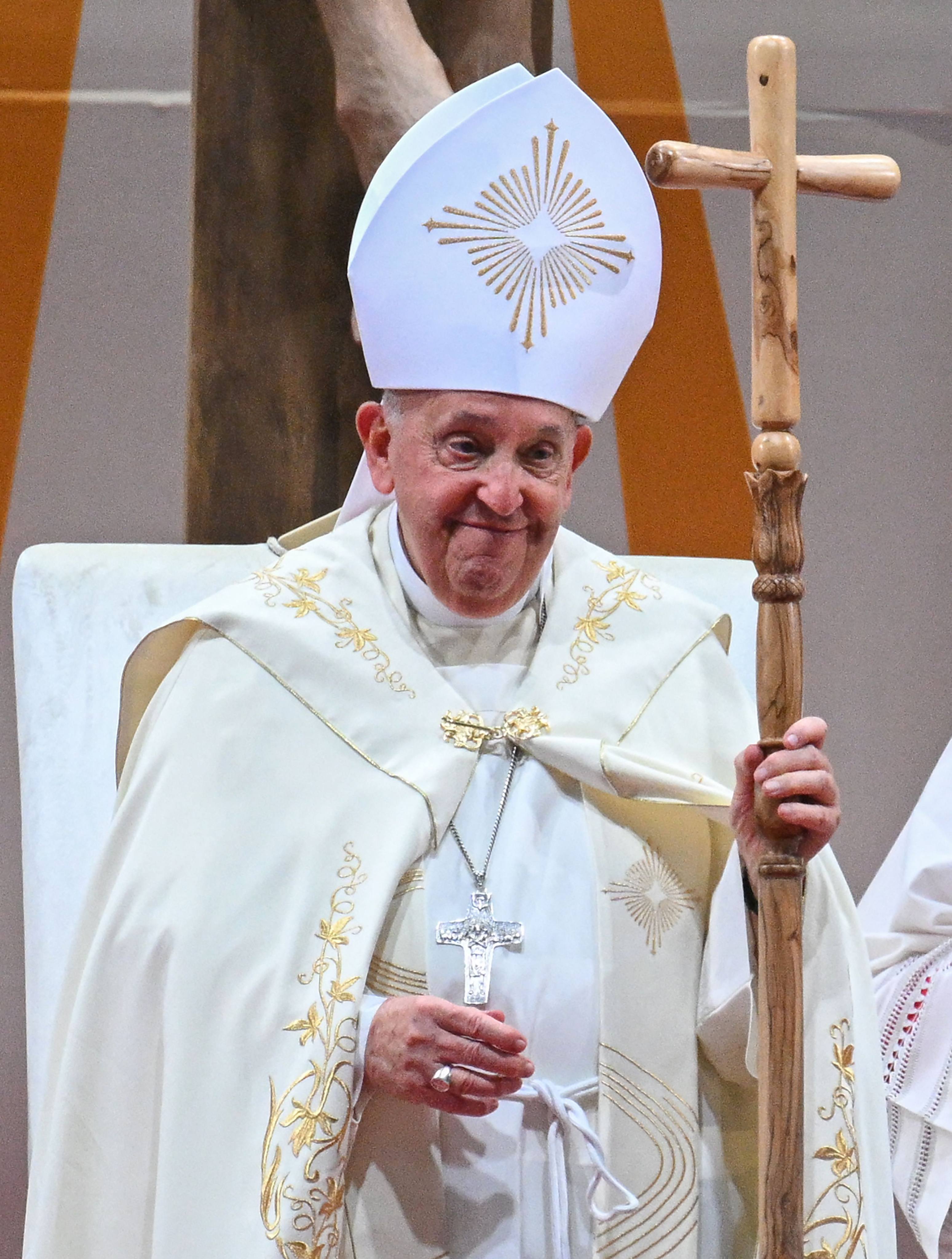 Pope Francis leads holy mass at the National Stadium in Singapore. Photo: AFP