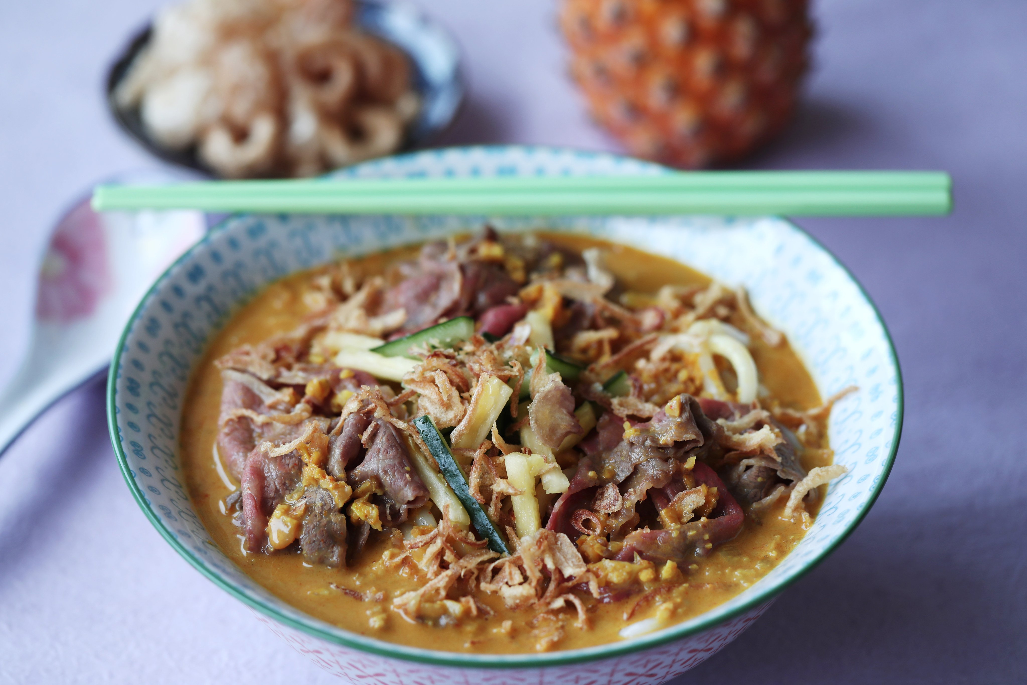 Satay beef noodles served at a cafe in Pok Fu Lam. A popular breakfast dish in Hong Kong that combines Chinese and Southeast Asian cuisines, it was introduced to the city in the 1950s by migrants from Chaozhou, southern China. Photo: Jonathan Wong