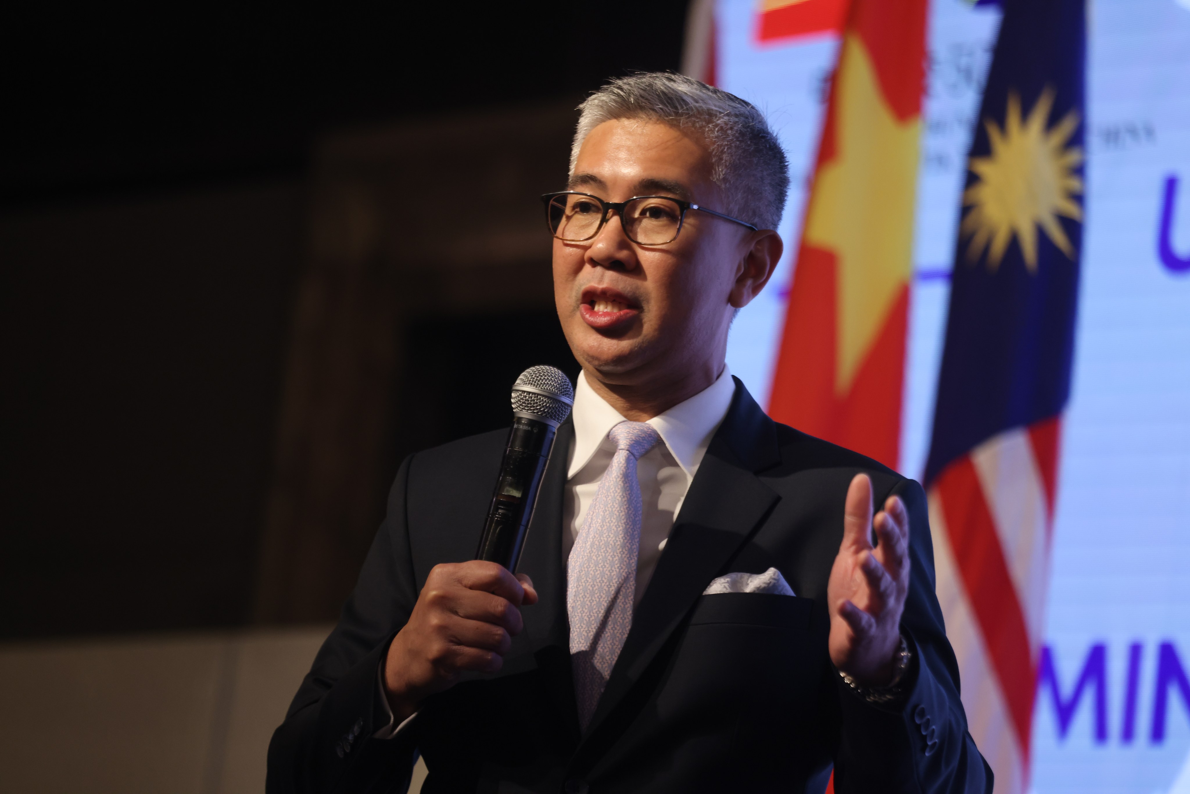 Malaysia’s trade minister Tengku Zafrul Aziz speaks at the Unlocking Malaysia’s Economic Potential event in Hong Kong on Thursday. Photo: Jonathan Wong