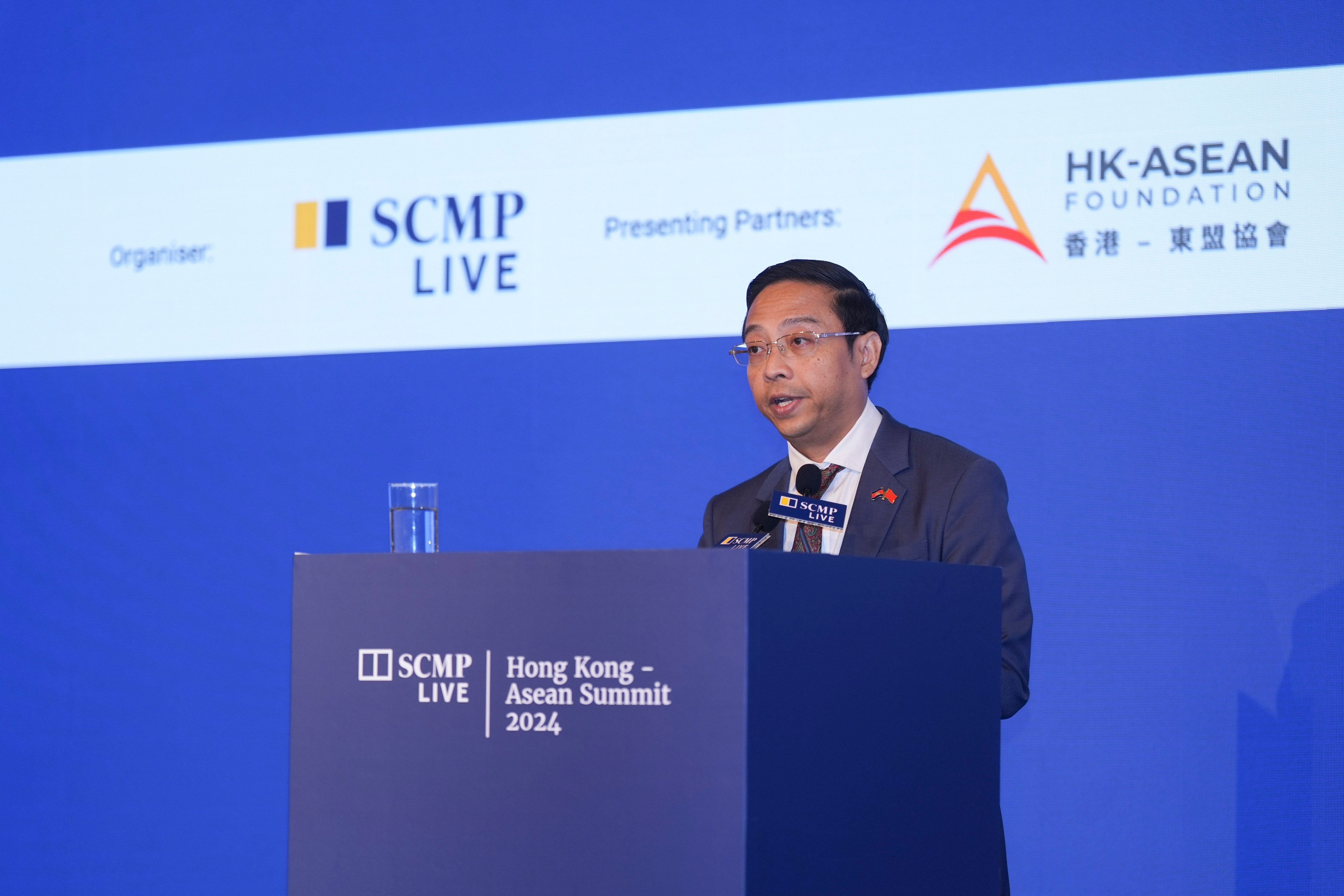 Prak Phannara, Cambodia’s Secretary of State for the Ministry of Tourism, at The Hong Kong-Asean Summit 2024, held at Conrad Hotel in Admiralty on Friday. Photo: Eugene Lee