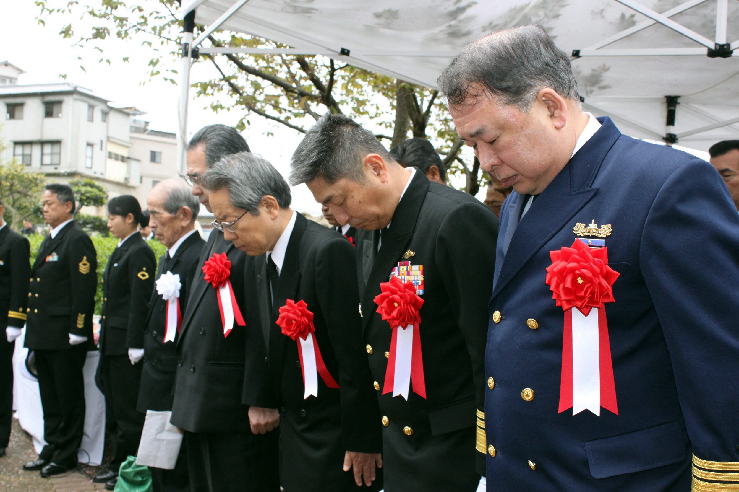 A service in Hiroshima in 2015 to mark the 70th anniversary of the sinking of Japan’s battleship Yamato during WWII. Photo: AFP 