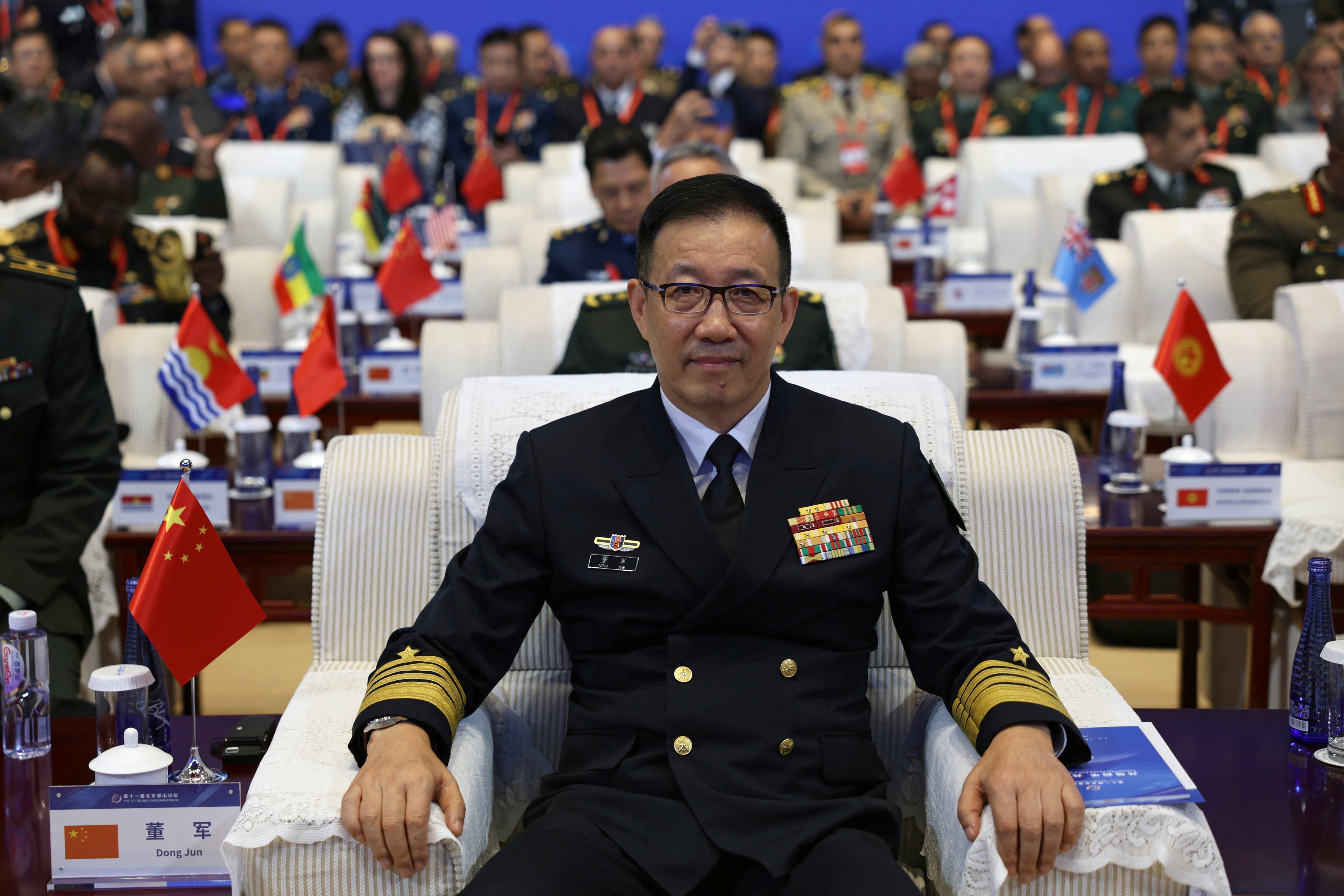 Chinese Defence Minister Dong Jun addressed the Xiangshan Forum in Beijing. Photo: Reuters