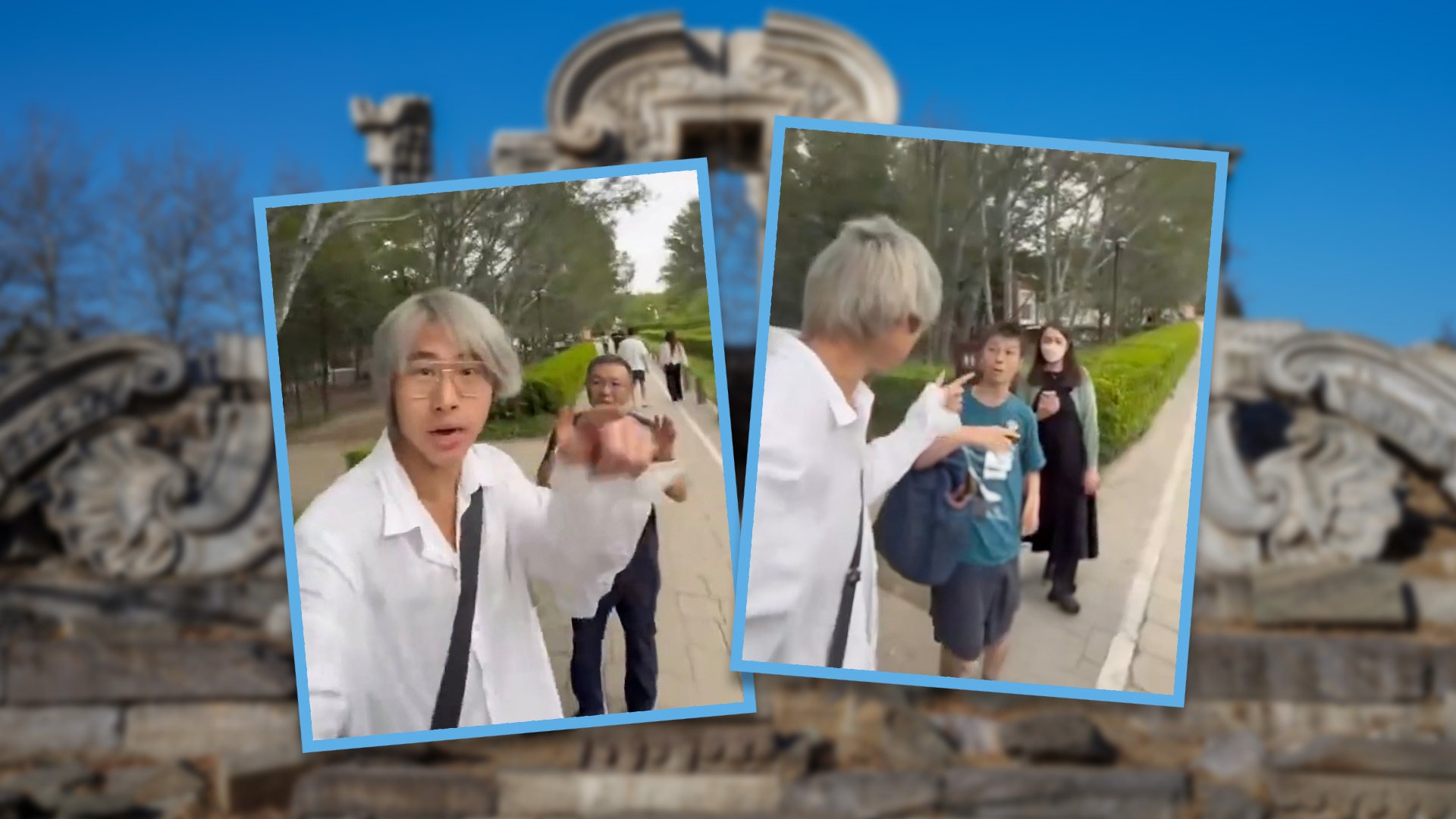 A Chinese KOL confronted Japanese tourists at a historic site in Beijing, asserting that they “don’t deserve to be there,” sparking significant debate. 
Photo: SCMP composite/Shutterstock/Douyin