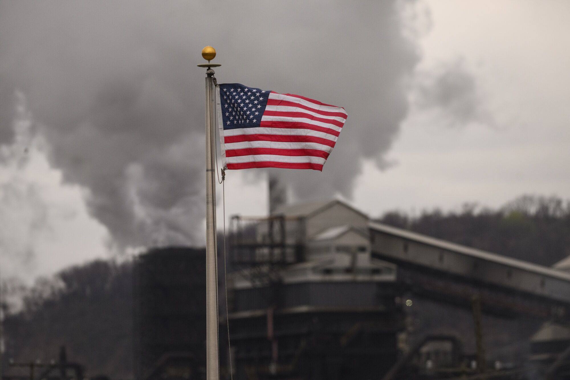 A US flag flies near the United States Steel Corp. Clairton Coke Works facility in Clairton, Pennsylvania on March 15, 2024. Photo: Bloomberg