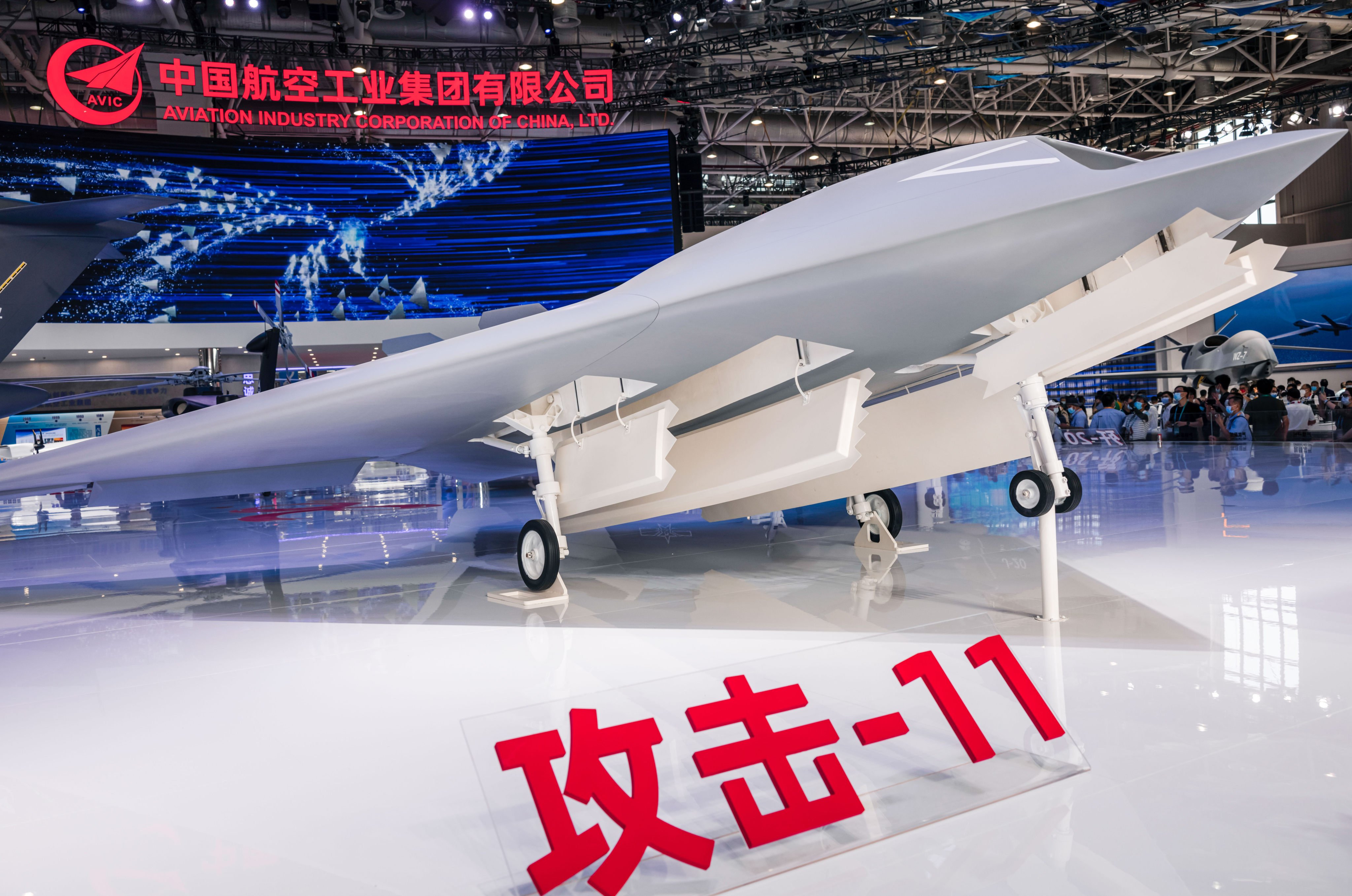 China’s GJ-11 drone is showcased during Airshow China in Zhuhai, Guangdong province, in September 2021. Photo: EPA-EFE