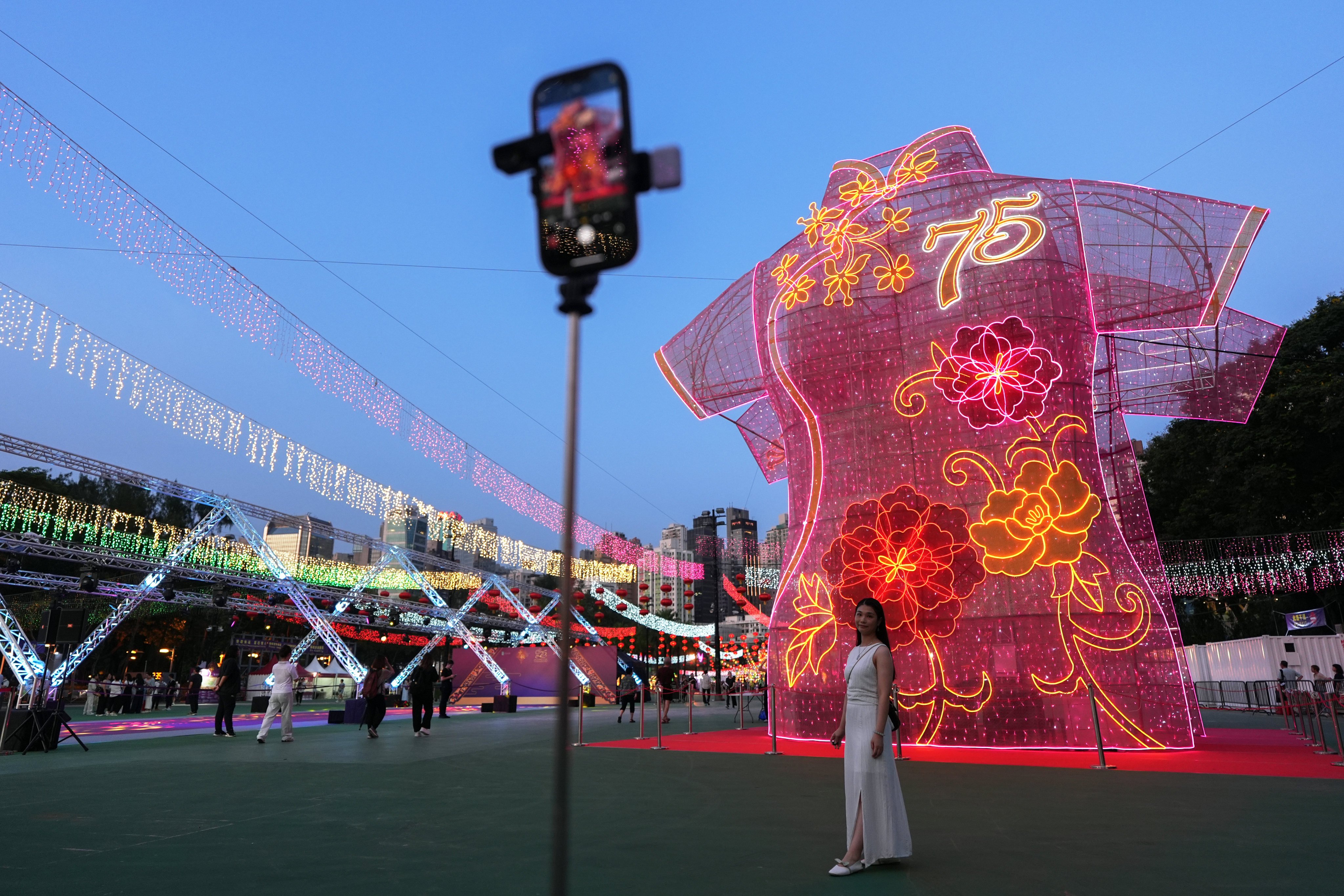 An elaborate lighting display at Victoria Park in Causeway Bay to celebrate the Mid-Autumn Festival. Photo: Eugene Lee