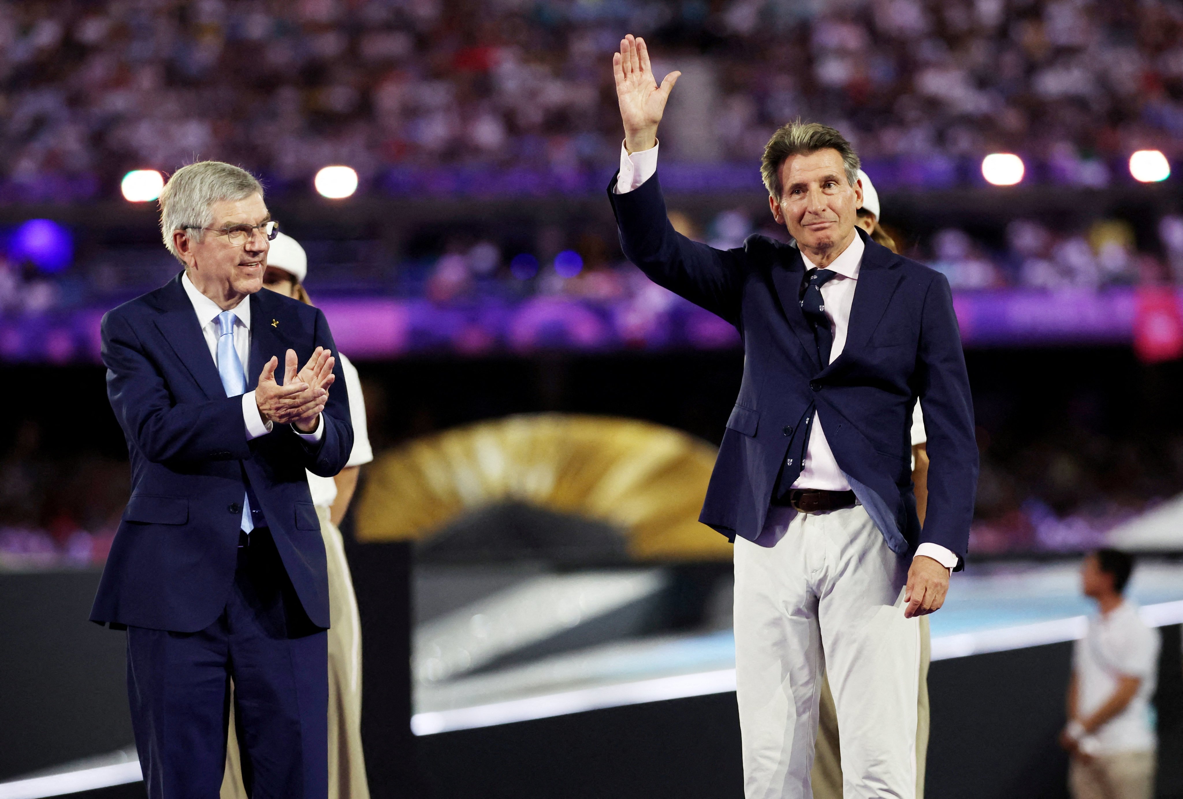 Former Olympic champion and current World Athletics president Sebastian Coe (right) is among the candidates to take over from Thomas Bach (left) as International Olympic Committee president. Photo: Reuters