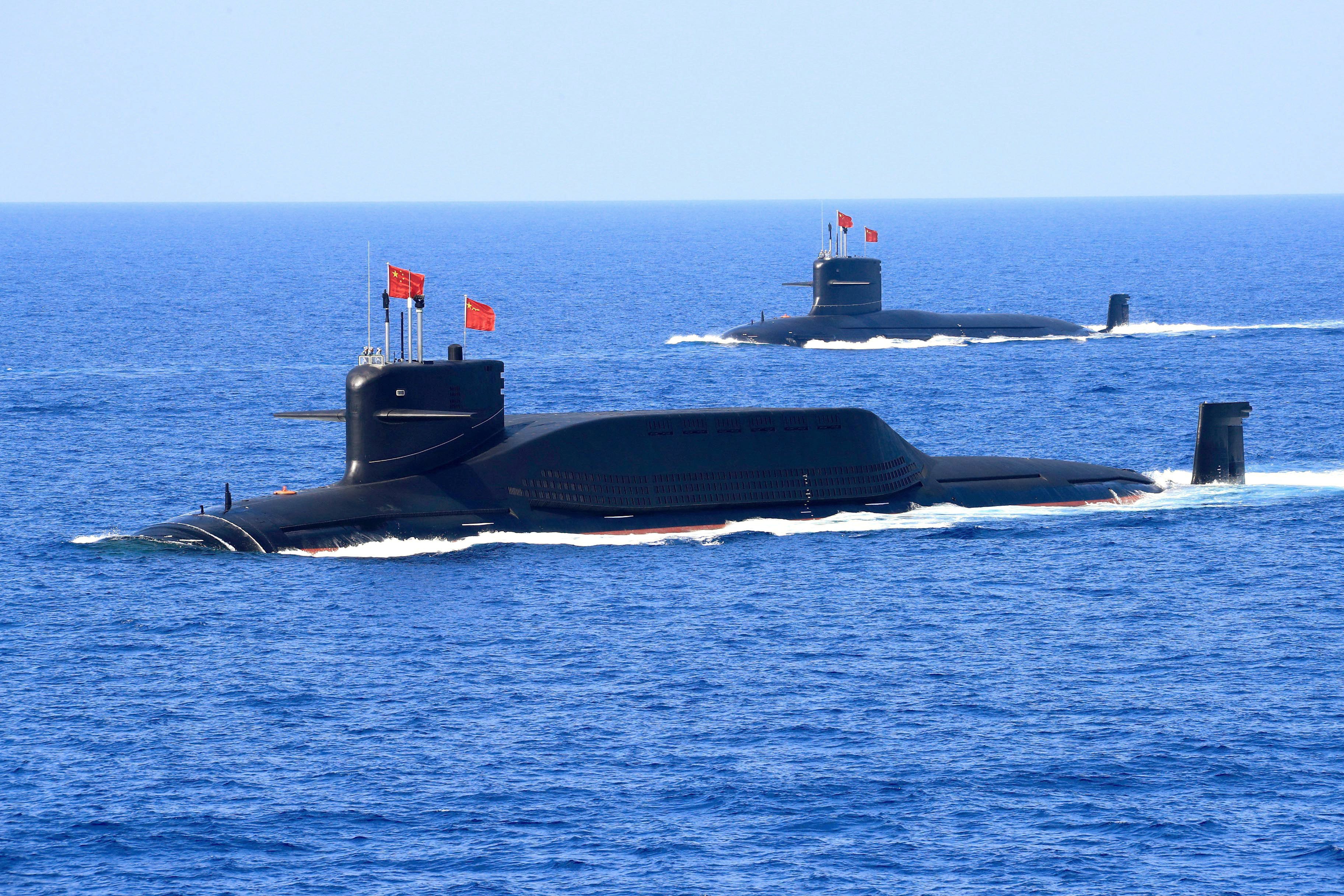 A PLA nuclear-powered Type 094A Jin-class ballistic missile submarine was spotted surfacing in the Taiwan Strait in June. Photo: Reuters