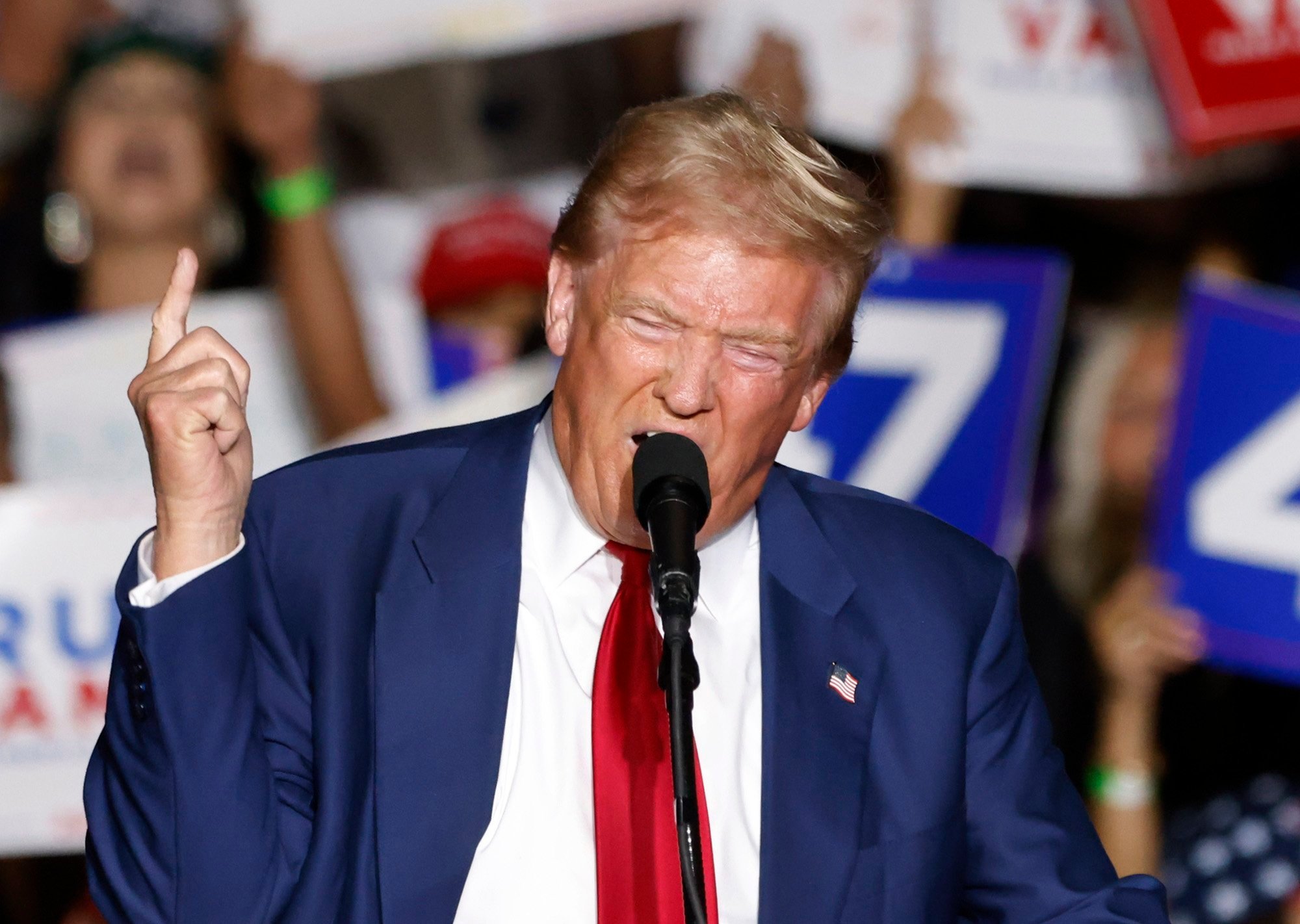 Former US president Donald Trump speaks at a campaign rally at the Expo at World Market Centre in Las Vegas, Nevada, on September 13. Photo: EPA-EFE 